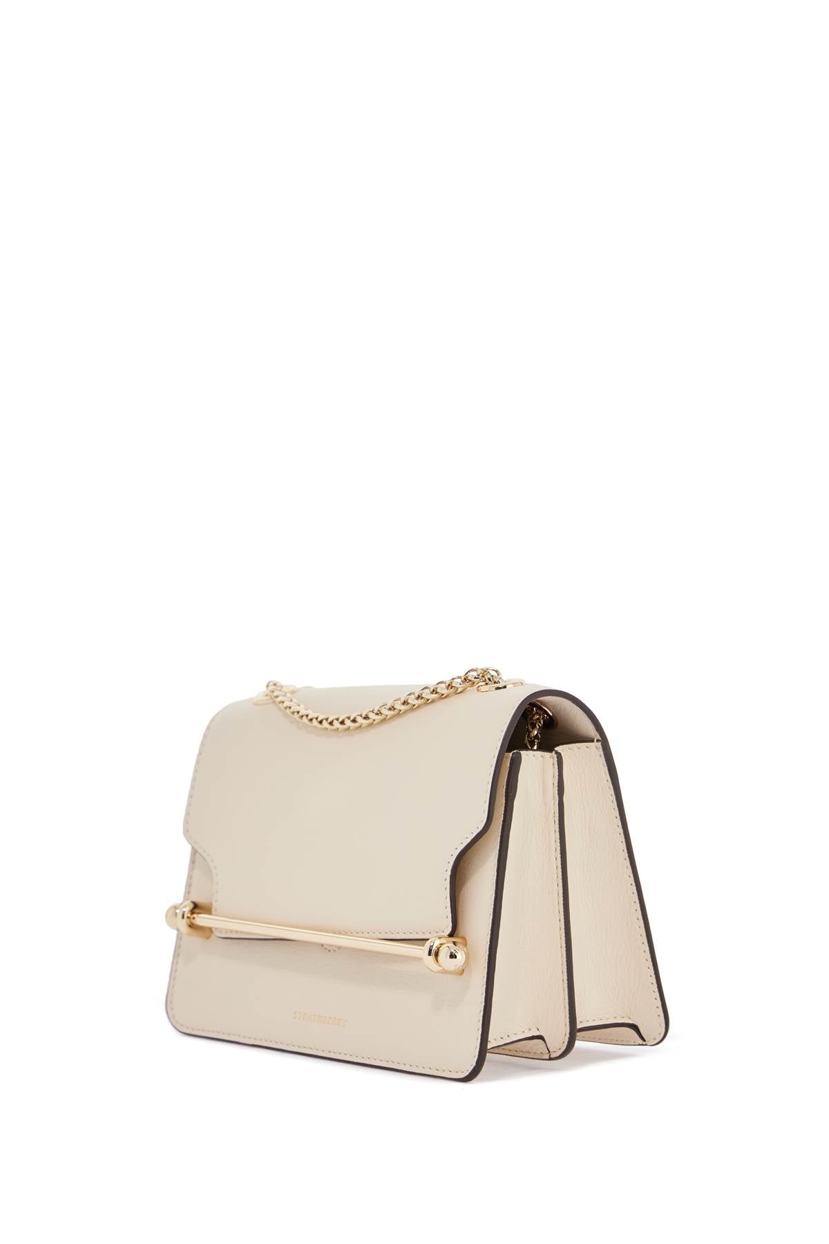 Strathberry east/west mini compact shoulder bag in vanilla calf leather image 2