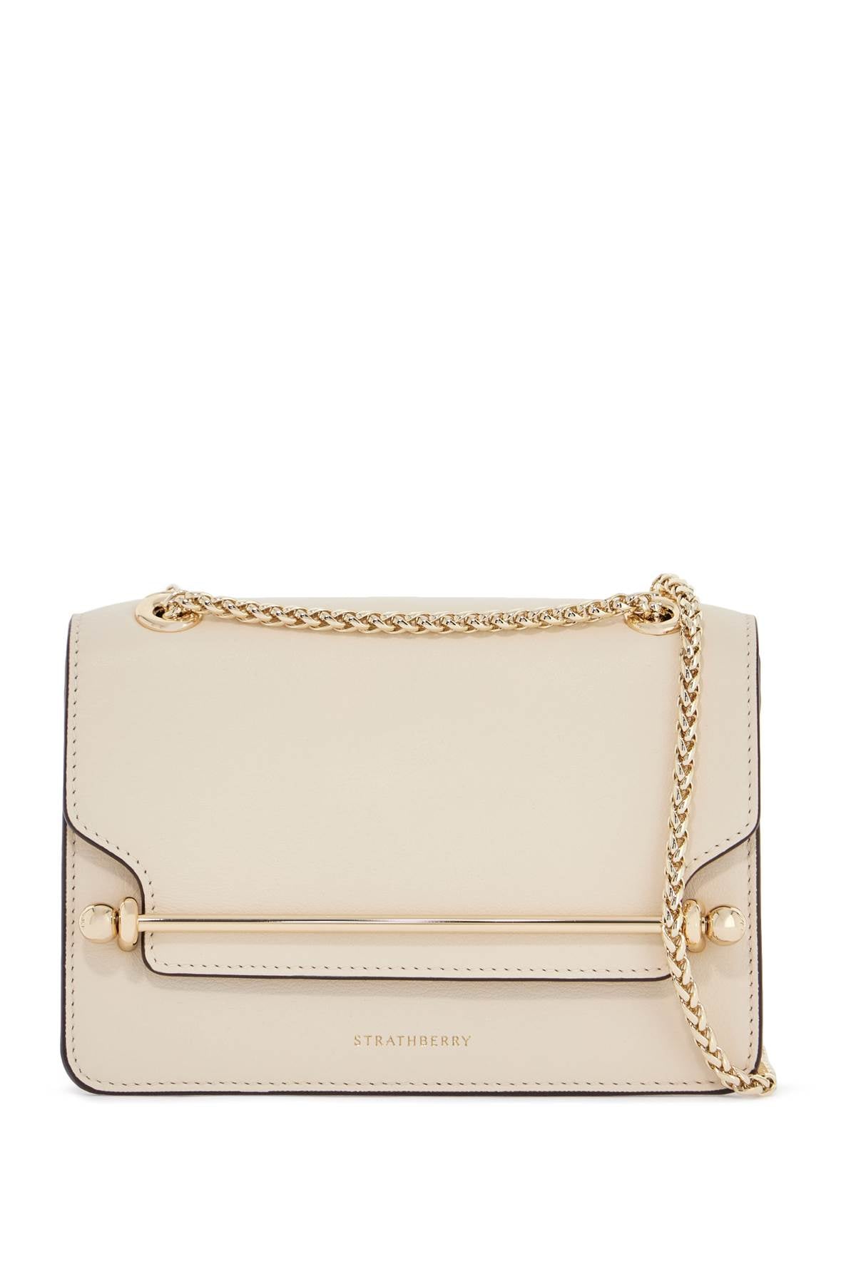 Strathberry east/west mini compact shoulder bag in vanilla calf leather image 0