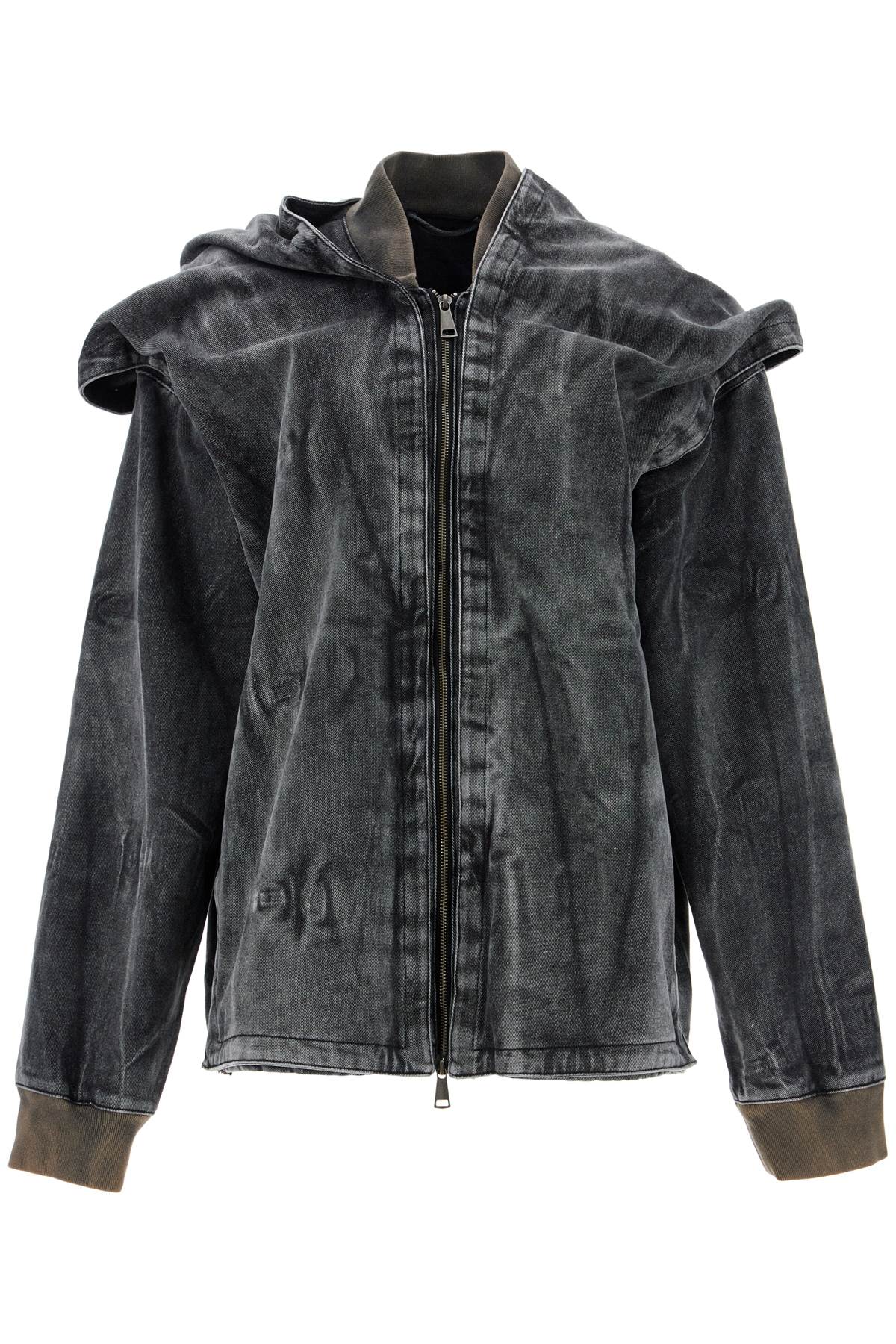 Y/Project Distressed Denim Jacket with Removable Hood image 0