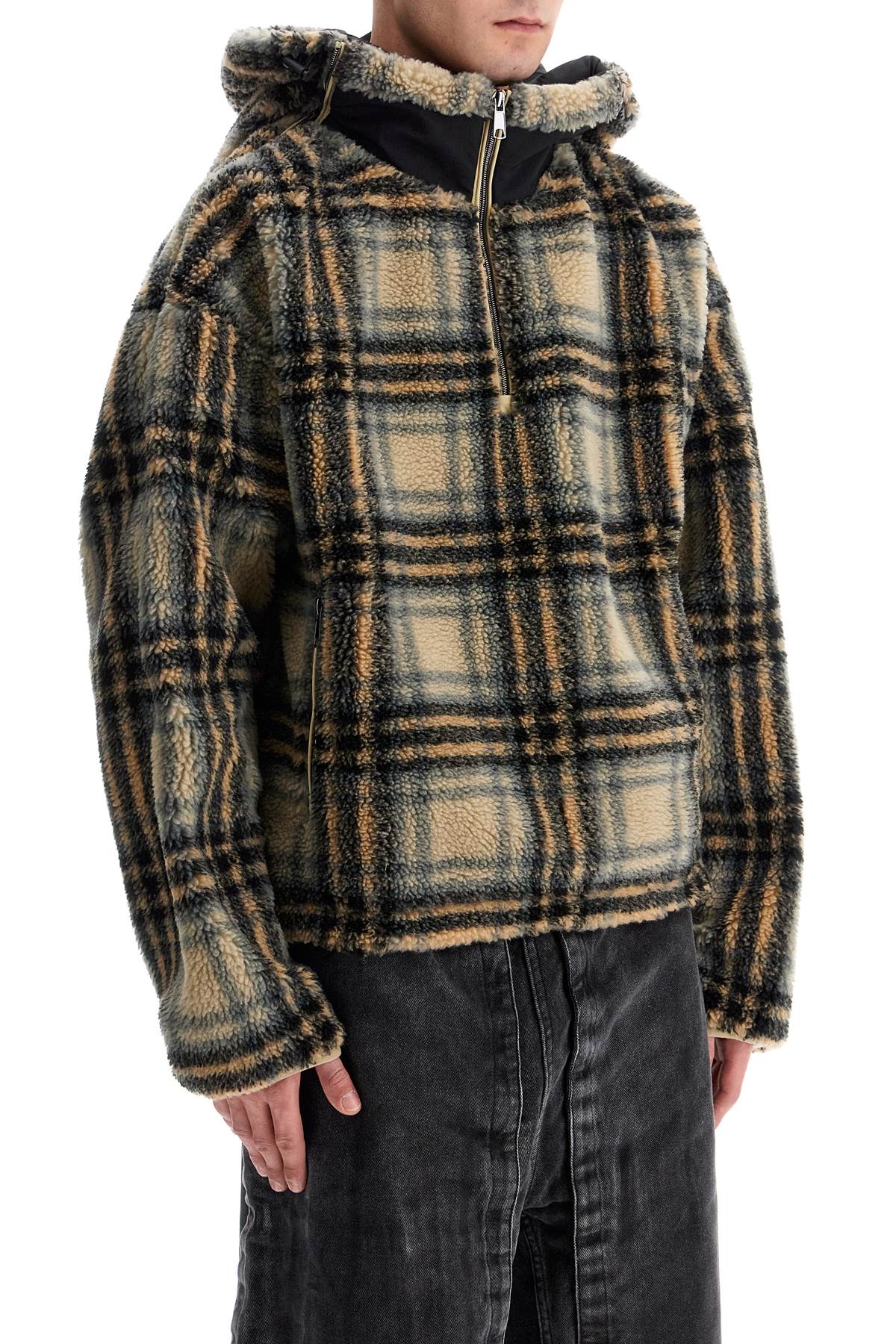 Y/Project Oversized Checkered Fleece Jacket with Zip Openings image 1