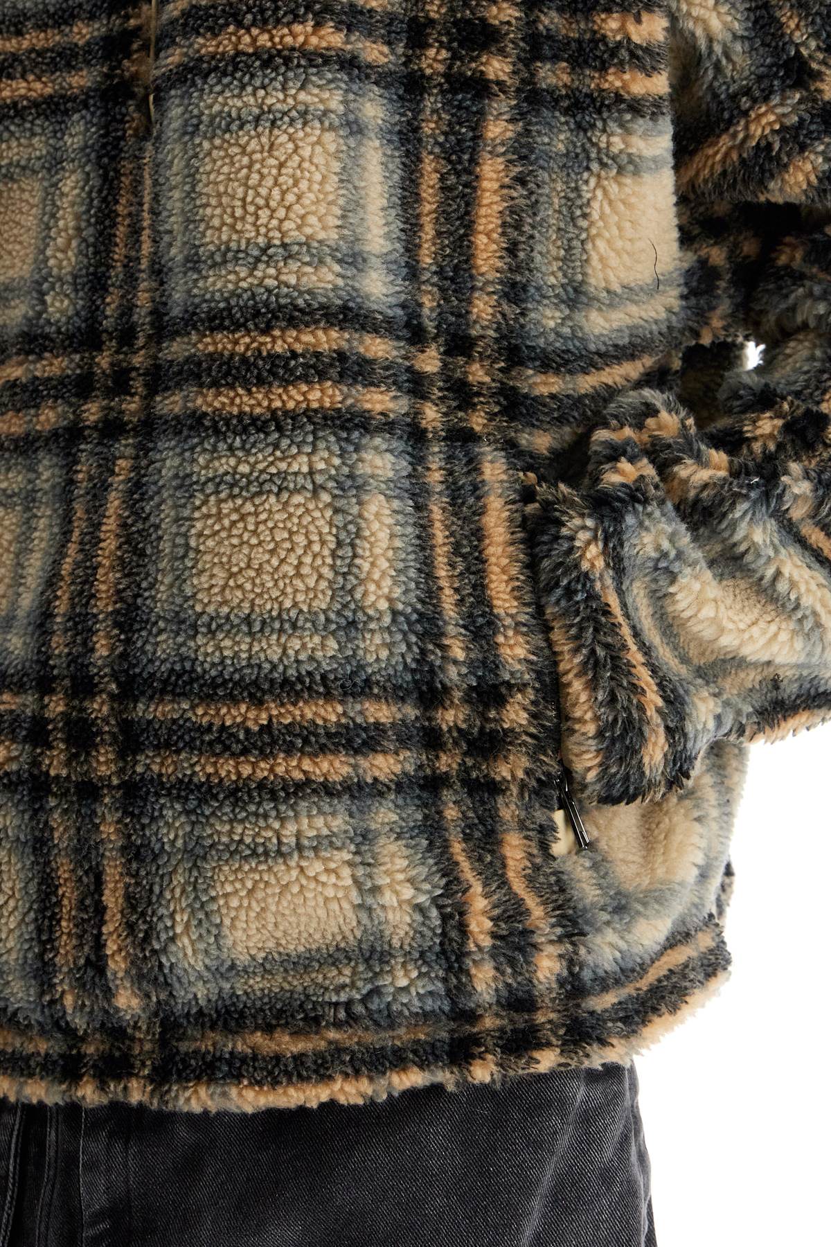 Y/Project Oversized Checkered Fleece Jacket with Zip Openings image 3