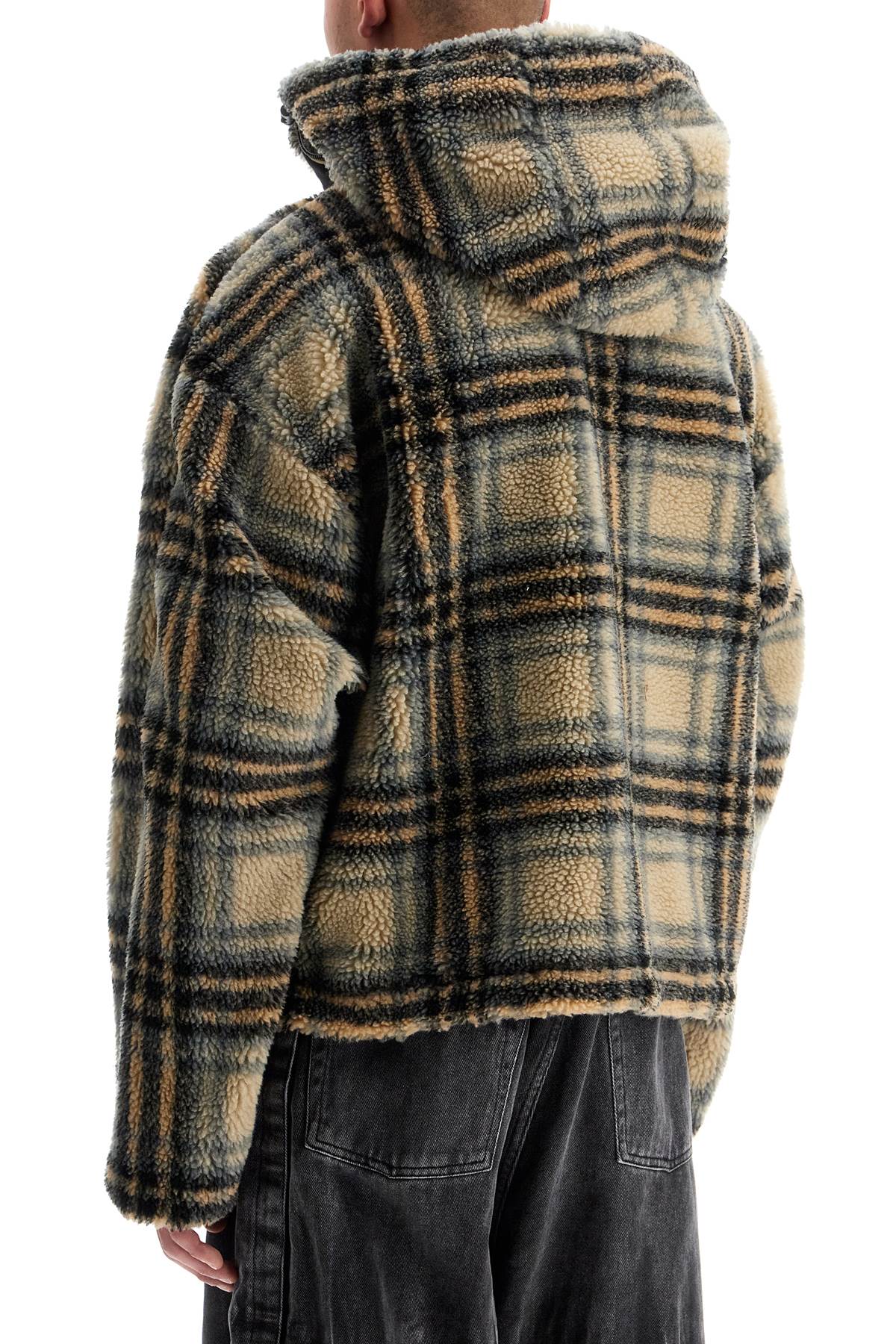 Y/Project Oversized Checkered Fleece Jacket with Zip Openings image 2