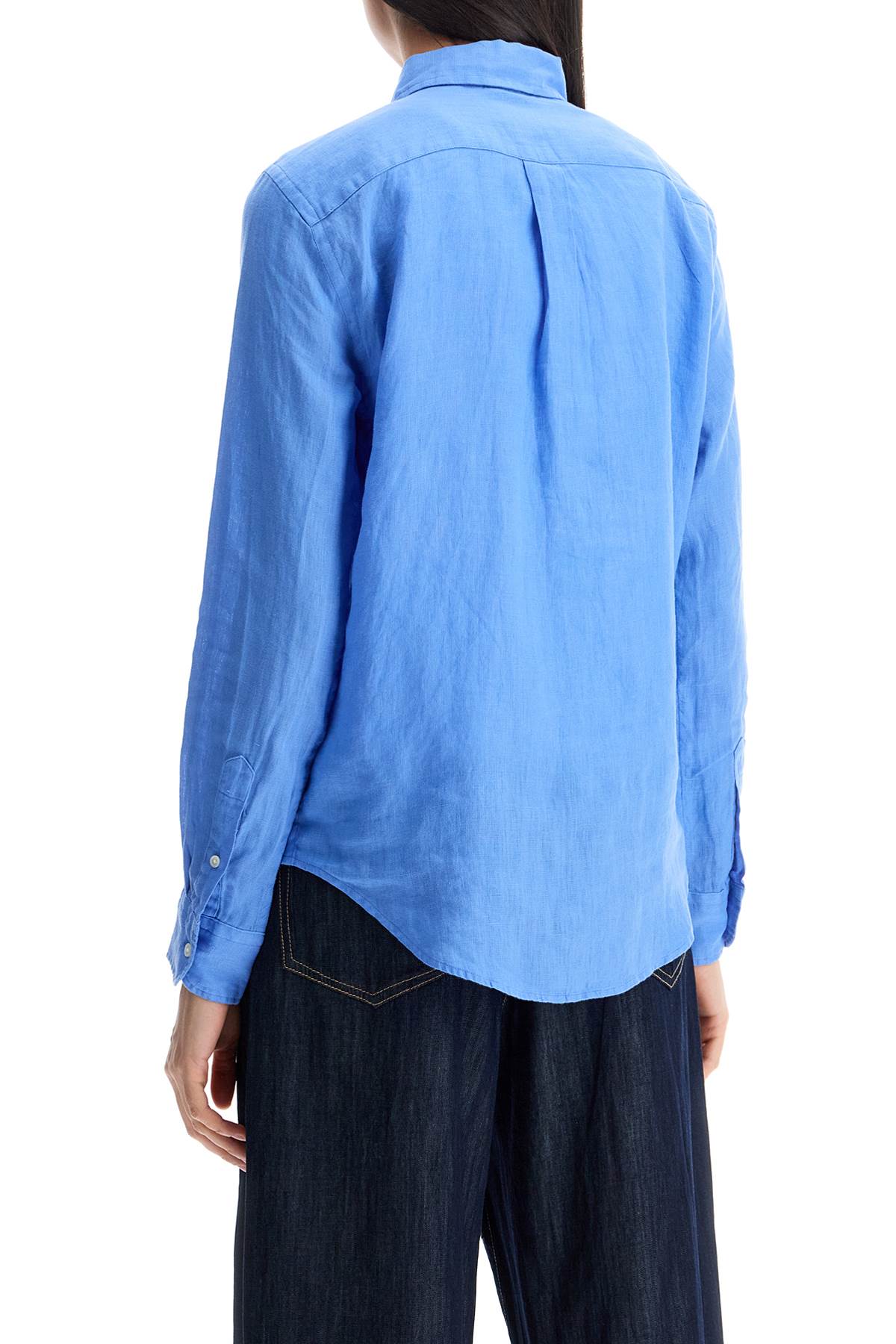 Polo Ralph Lauren long sleeve linen shirt harbor island blue for women image 2