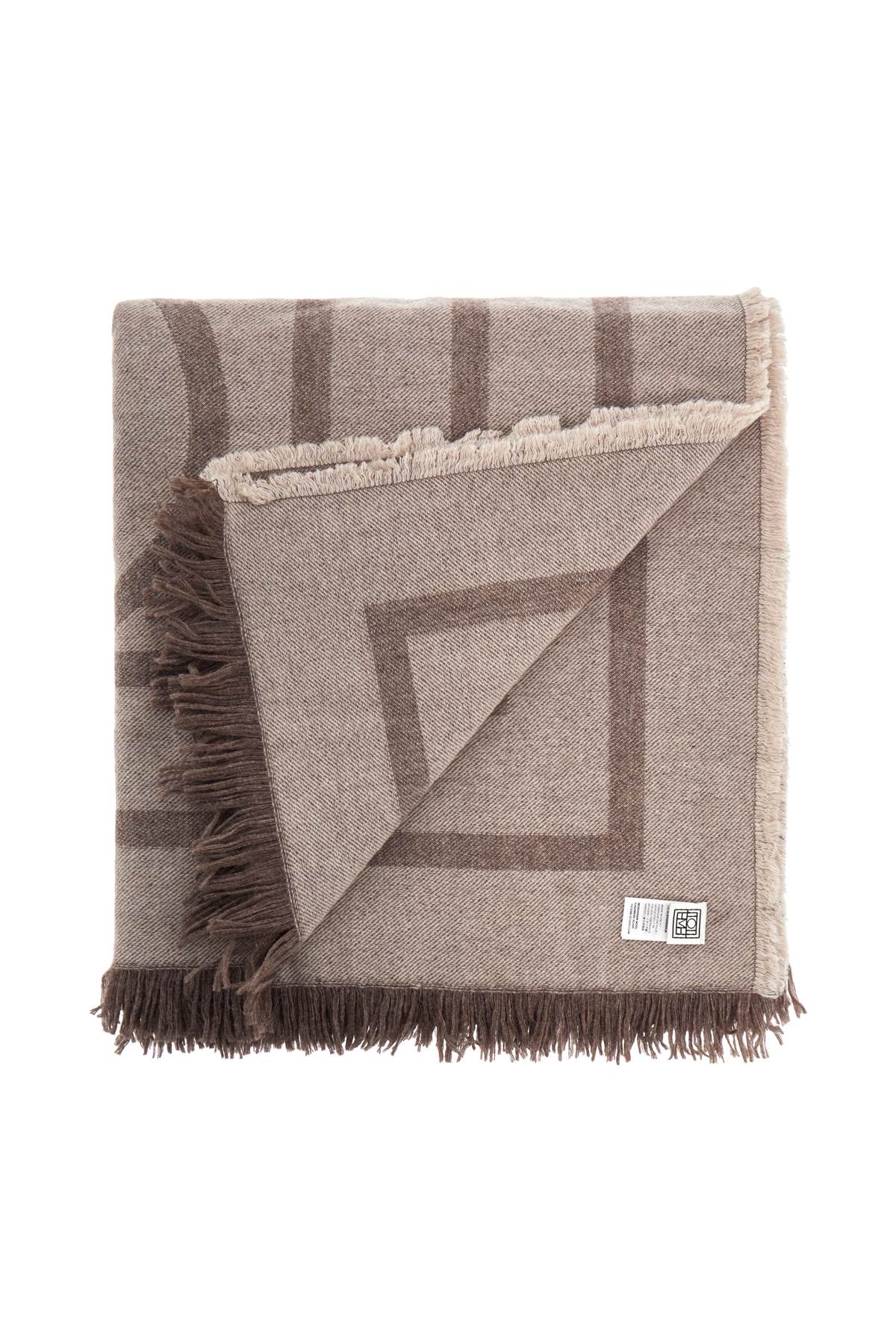 Toteme tobacco monogram wool and cashmere scarf with fringes image 1