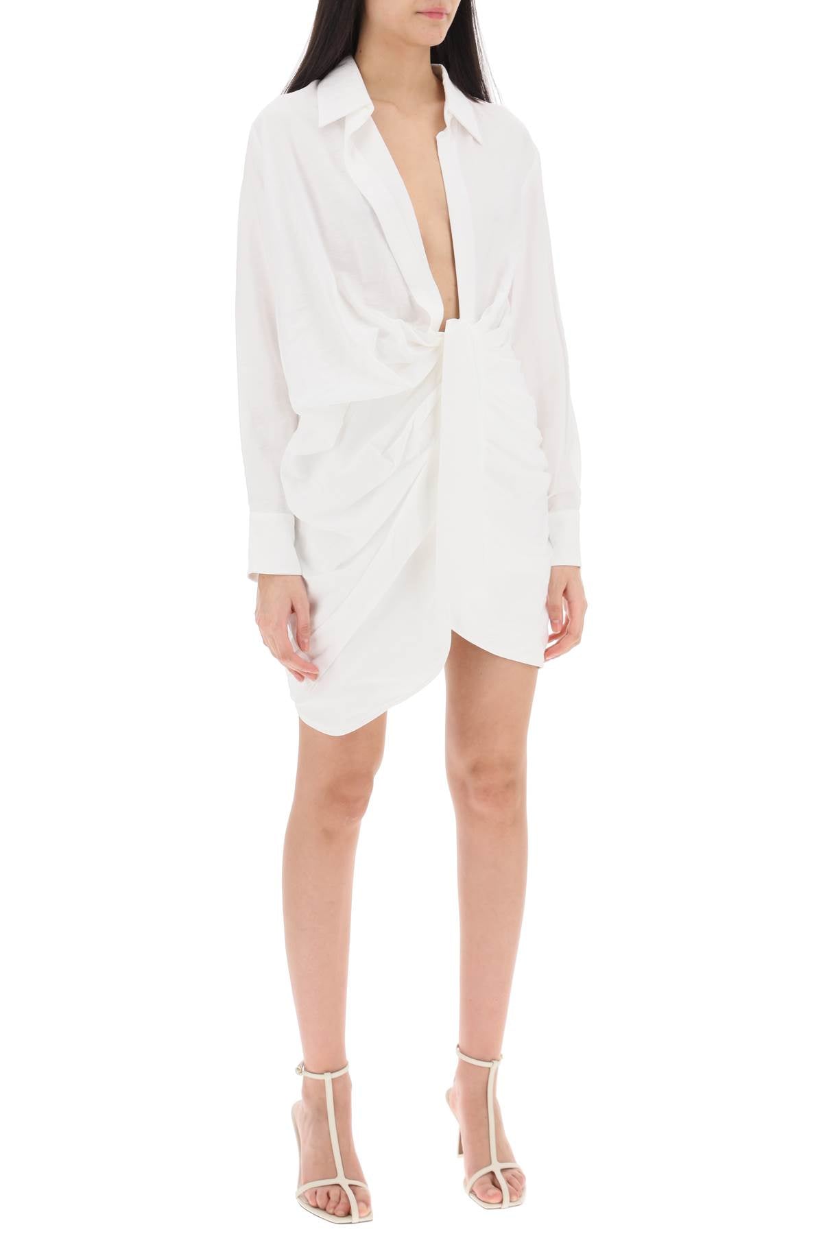 Jacquemus La Robe Bahia Mini Dress: Plunging Neckline, Draped Skirt image 1