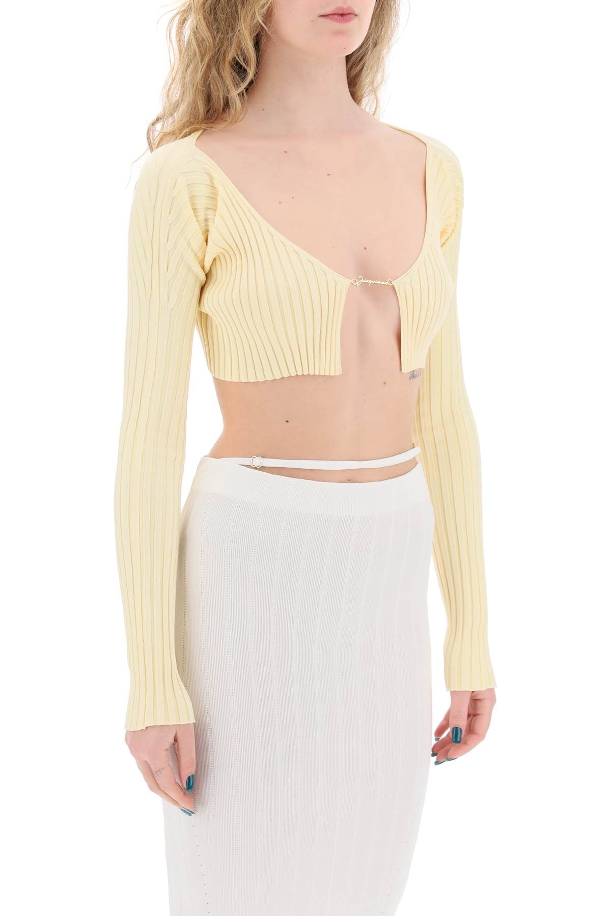 Jacquemus La Maille Pralù Micro Cardigan: Ribbed Stretch Knit, Slim Fit image 1