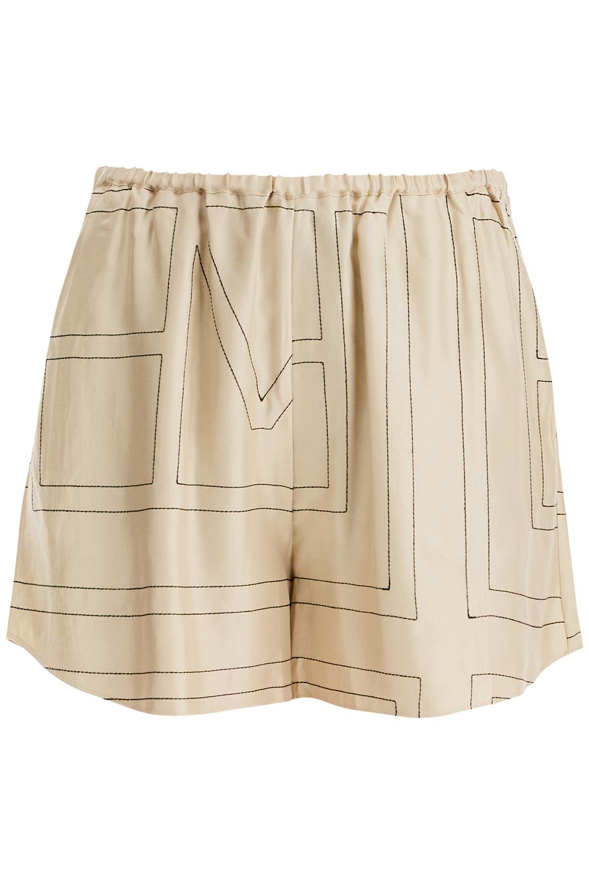 Toteme Monogram Silk Pajama Shorts: Relaxed Fit, Pure Silk Twill image 0