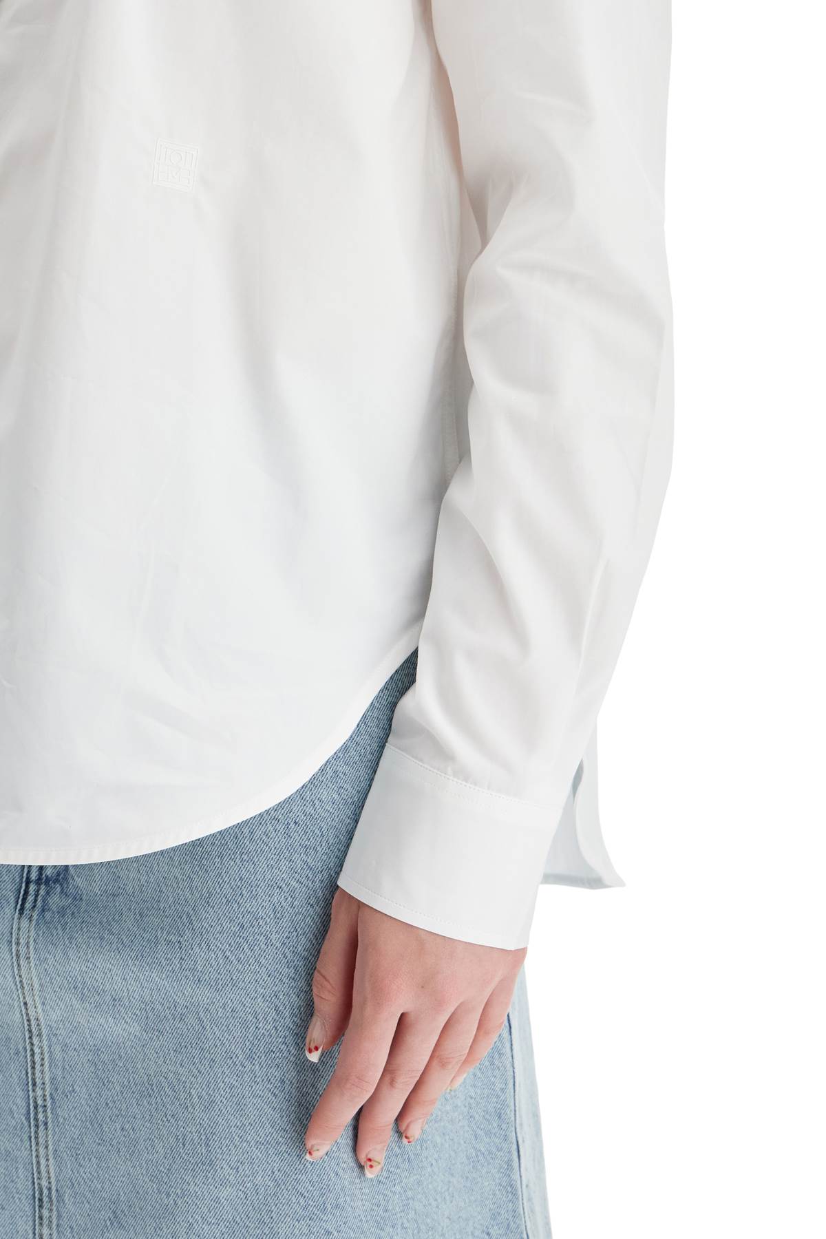 Totême Signature Organic Cotton Poplin Shirt with Monogram Detail image 3