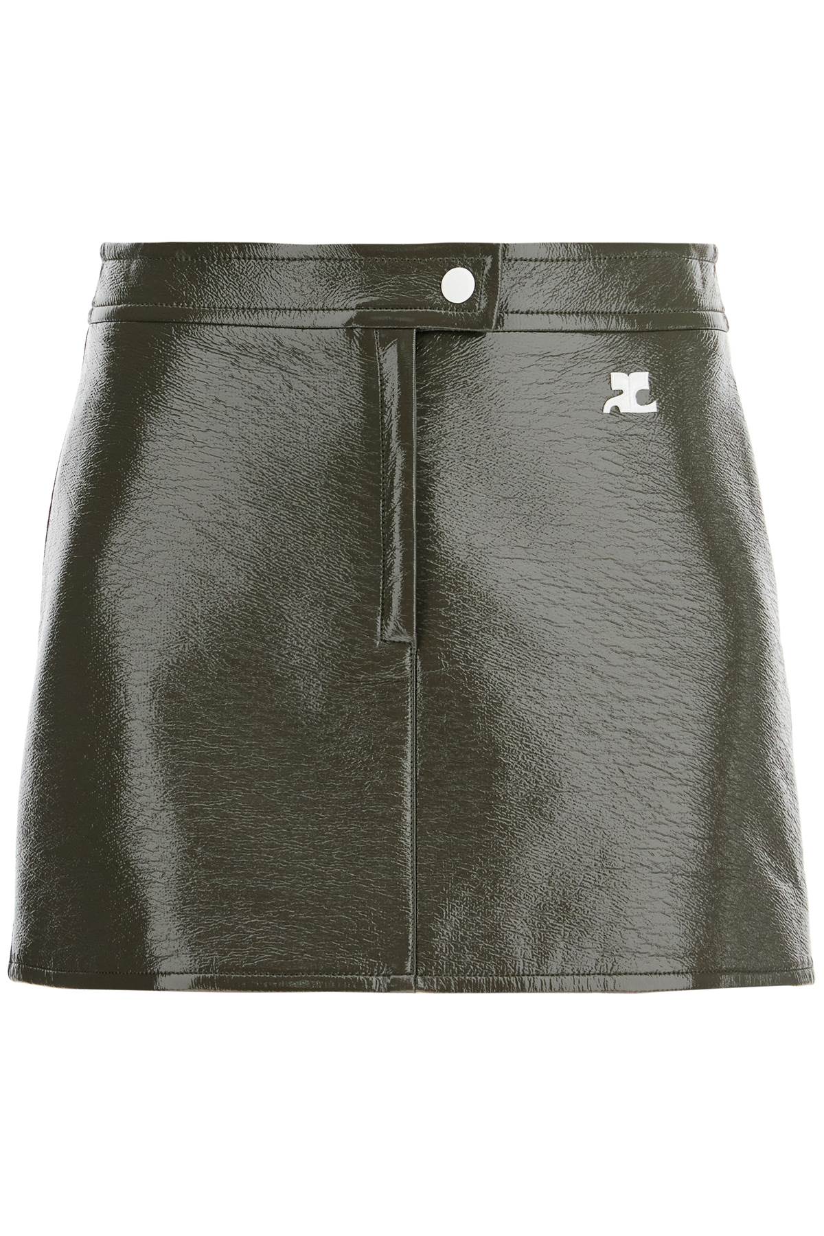 Courrèges Flared Coated Cotton Mini Skirt image 0