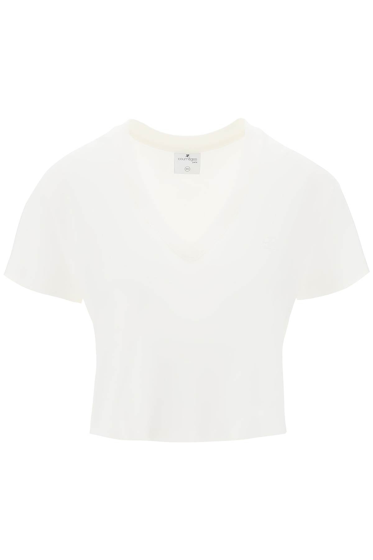 Courreges cropped logo t-shirt with image 0