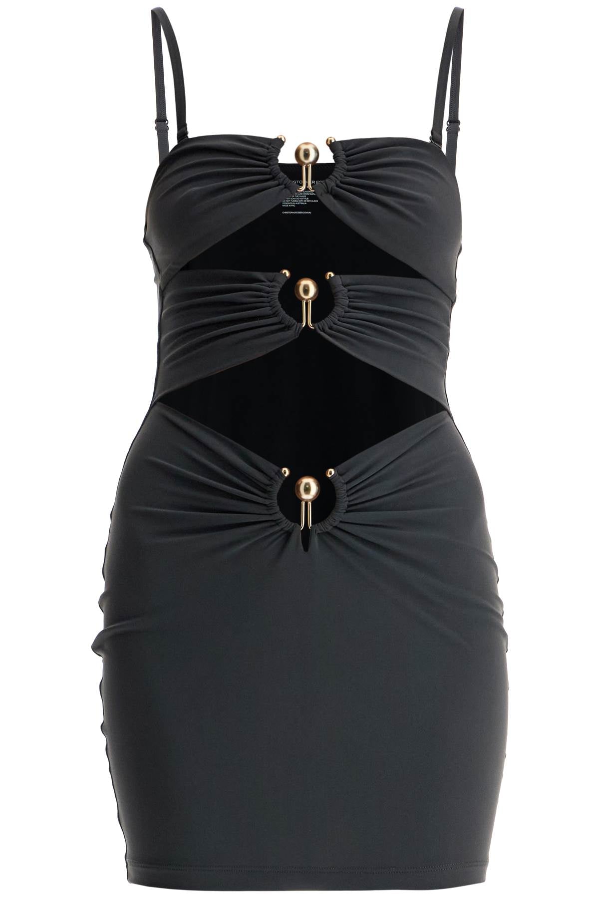 Christopher Esber Mini Pierced Orbit Dress: Matte Lycra Mini Dress with Cut-Outs image 0