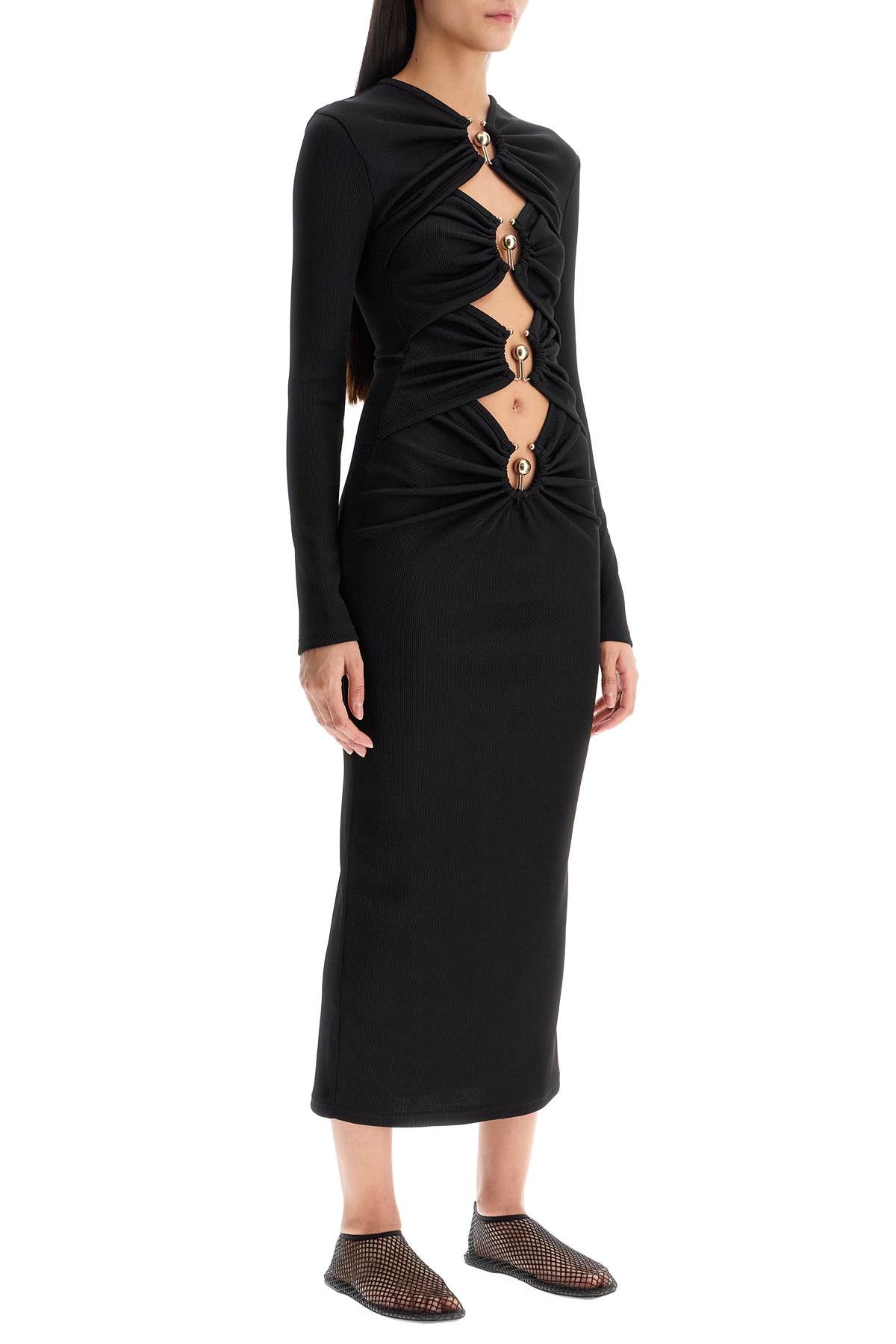 Christopher Esber Cut-Out Metallic Ring Ribbed Knit Dress image 1