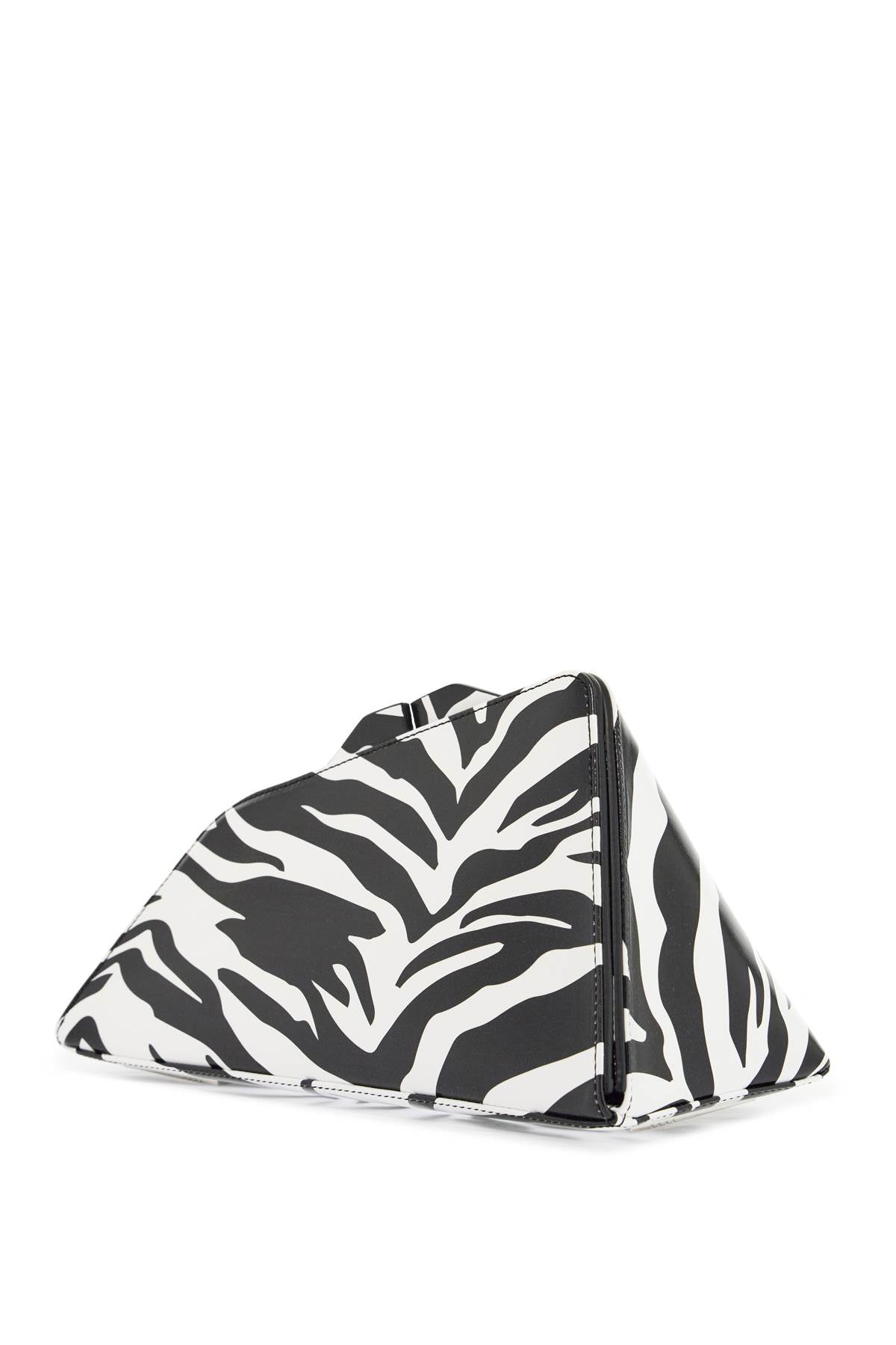 The Attico black and white zebra print calfskin clutch with zip image 1