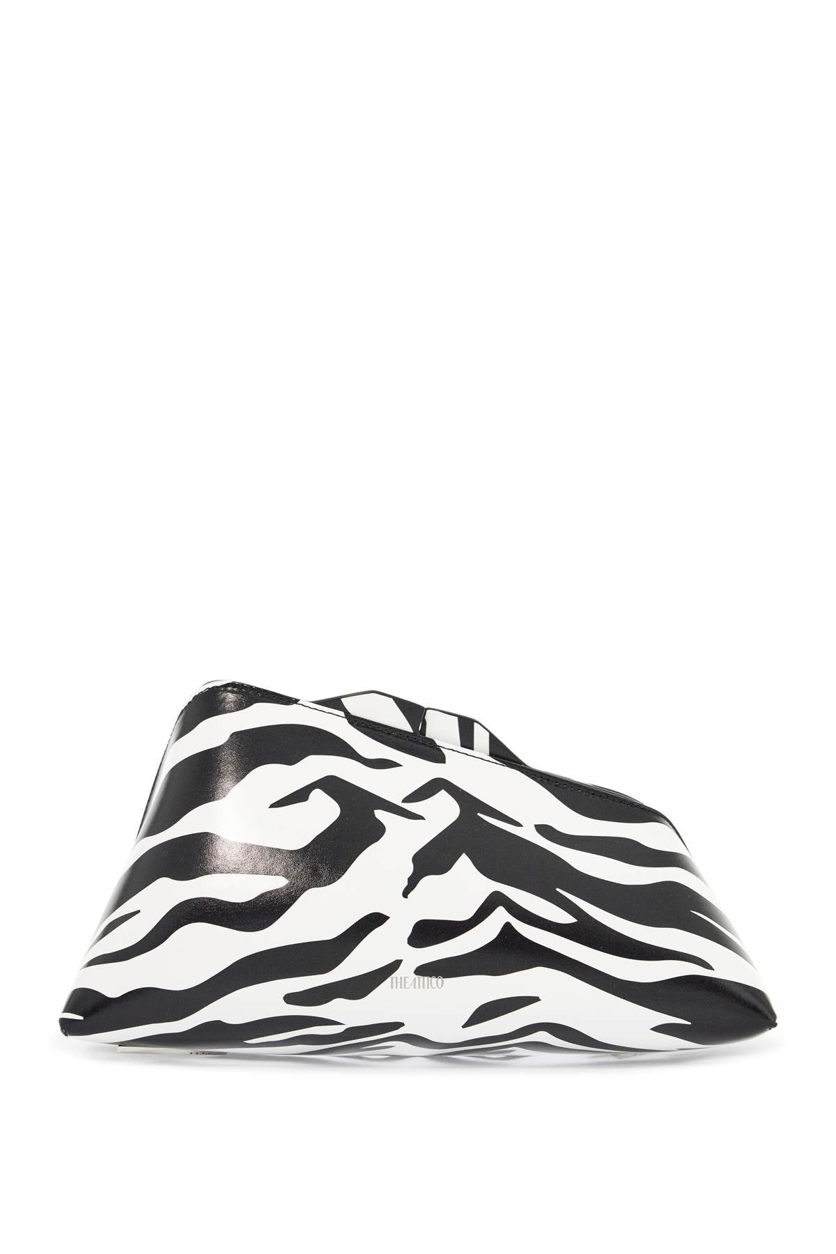 The Attico black and white zebra print calfskin clutch with zip image 0