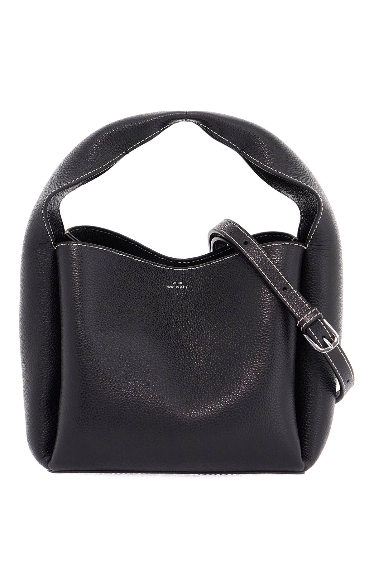 Toteme black calfskin bucket bag with adjustable shoulder strap image 0