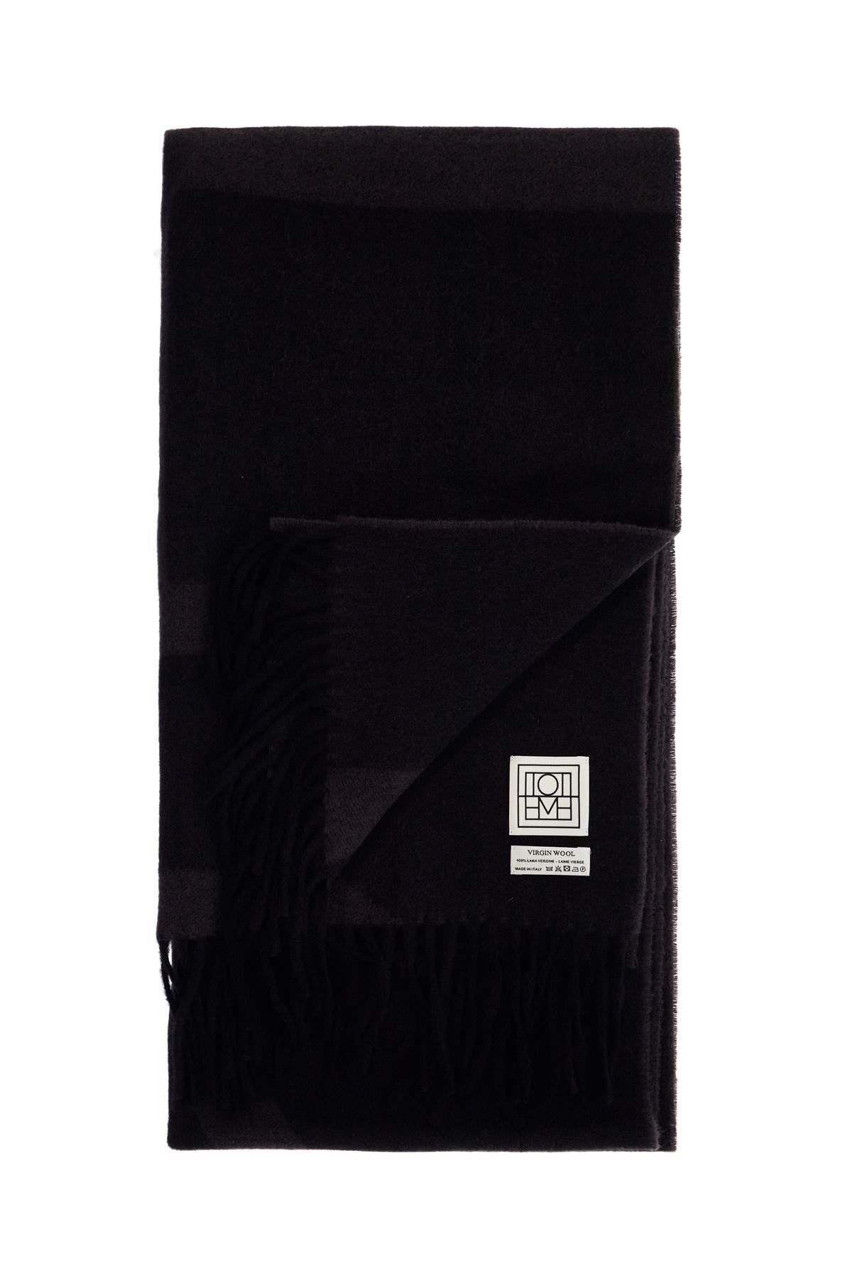 Toteme charcoal grey monogram jacquard wool scarf image 1