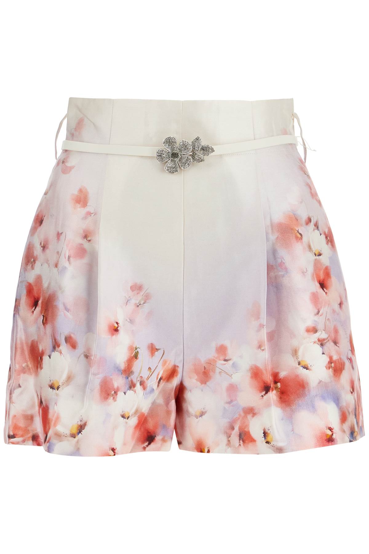 Zimmermann red low-waist floral silk and cotton shorts image 0