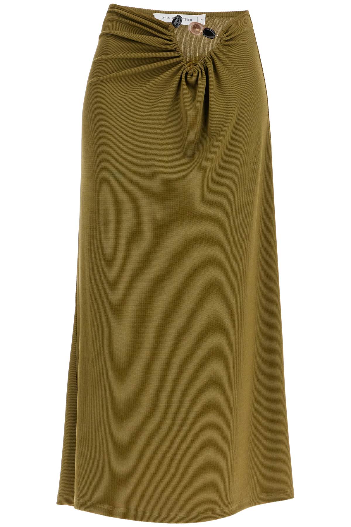 Christopher Esber Embellished Ribbed Jersey Long Skirt image 0