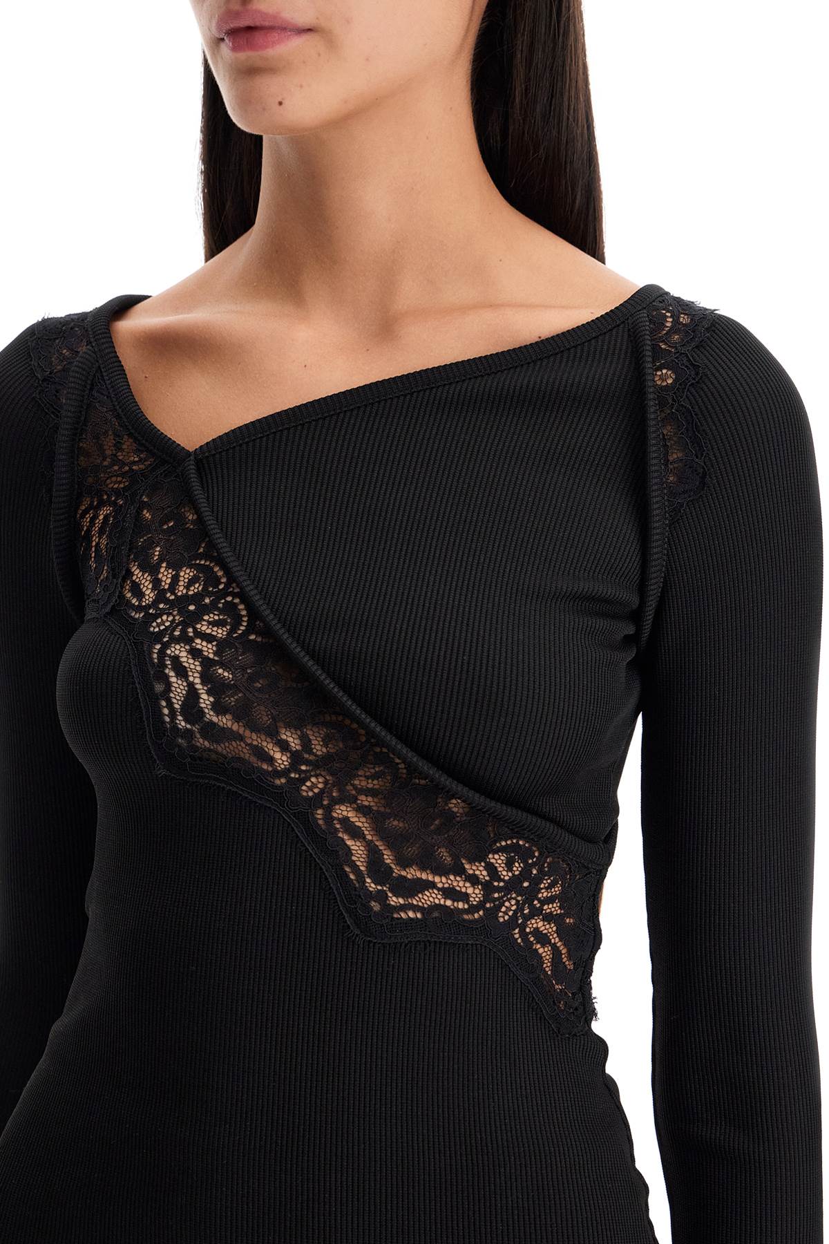 Christopher Esber Fitted Long Sleeve Top with Lace image 3