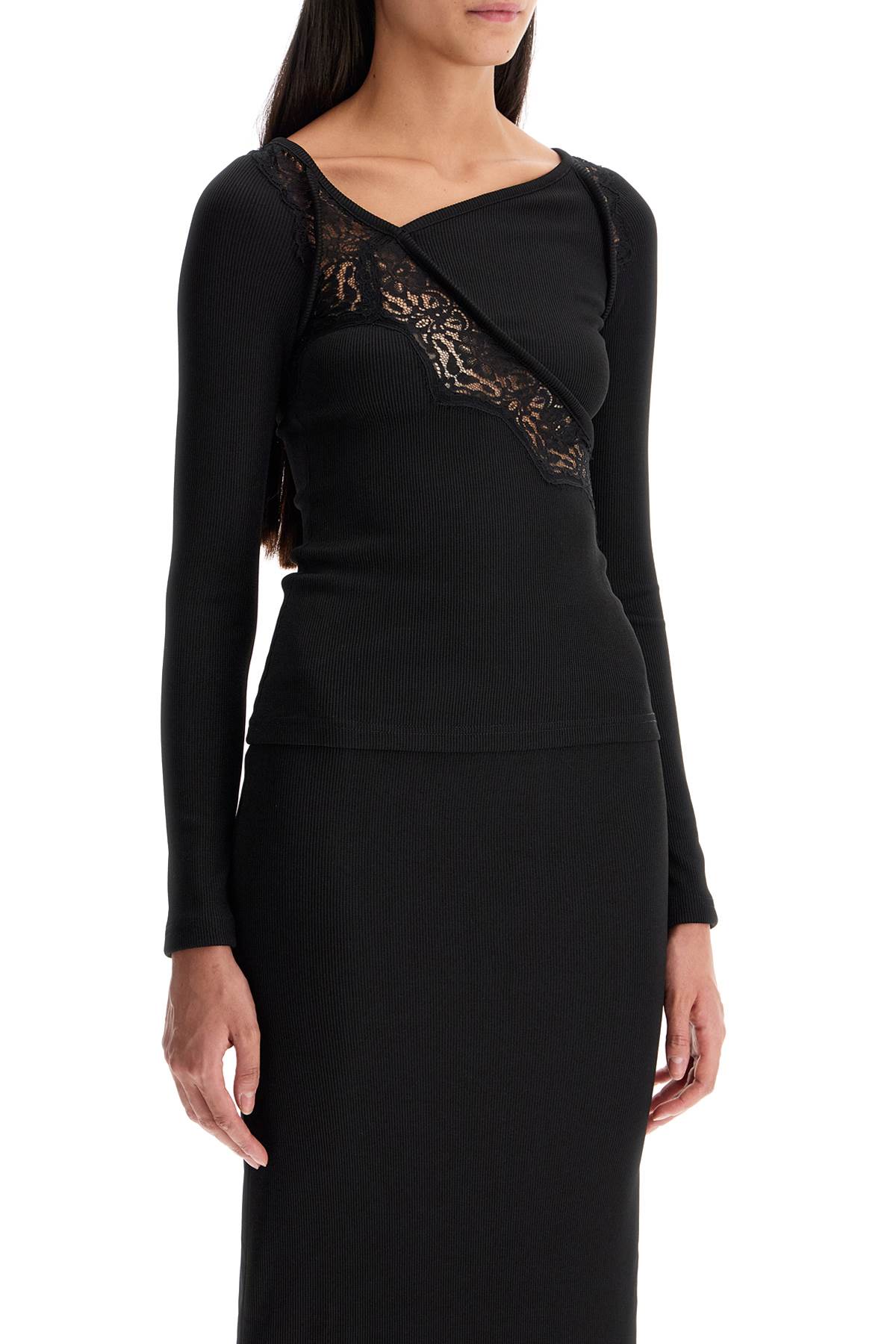 Christopher Esber Fitted Long Sleeve Top with Lace image 1