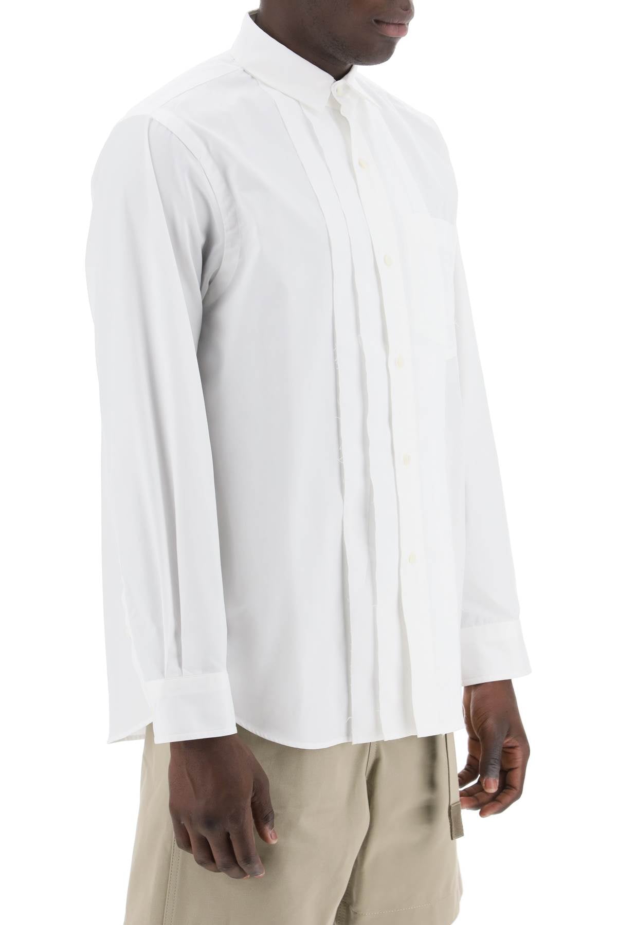 Sacai layered poplin effect shirt with image 1