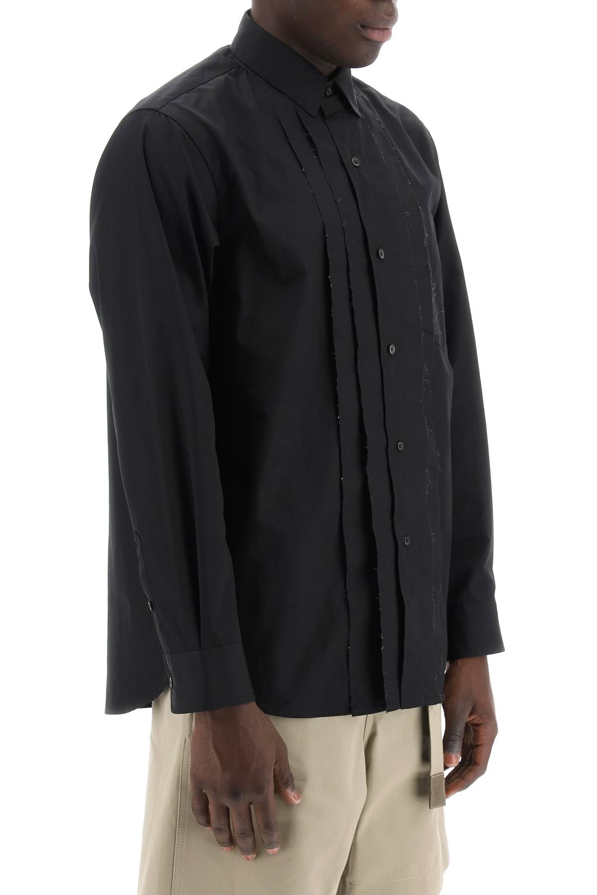 Sacai layered poplin effect shirt with image 1