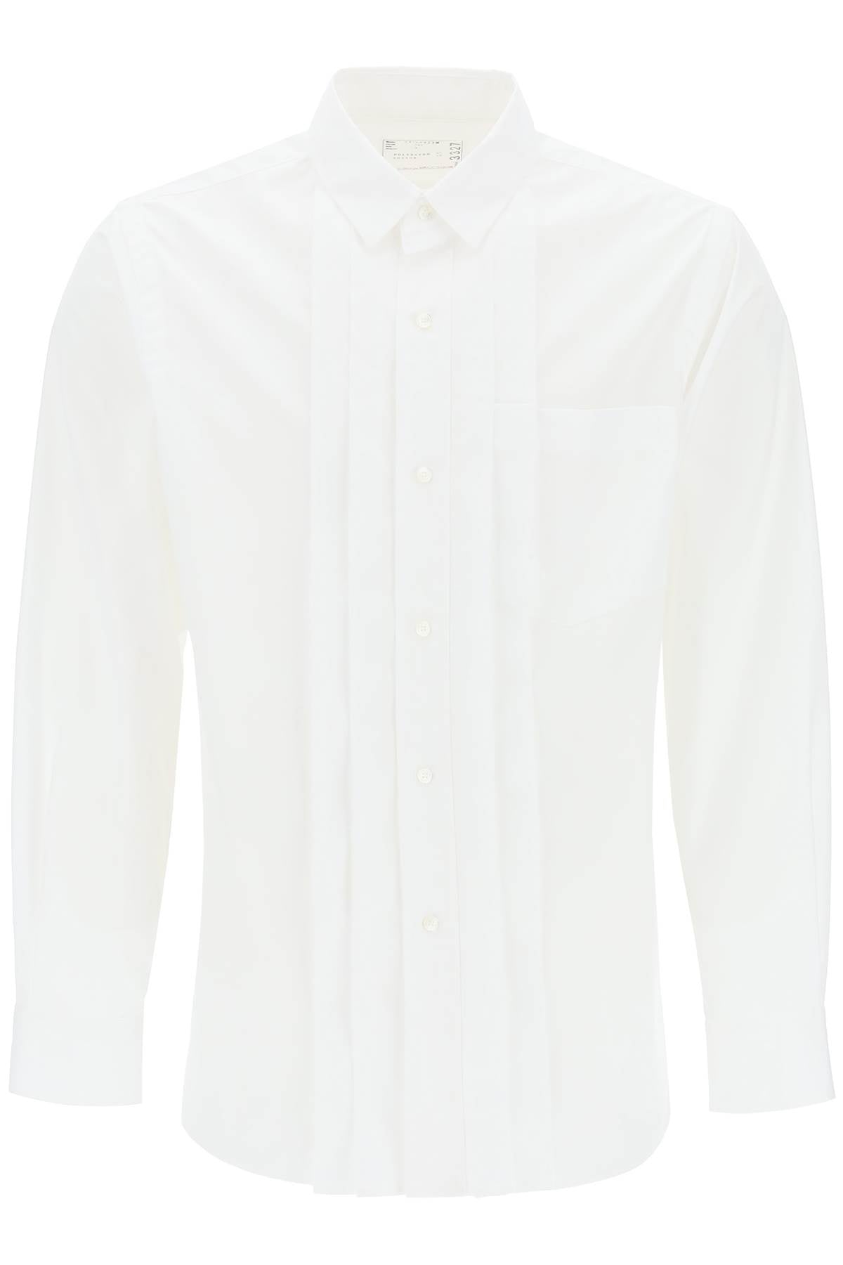 Sacai layered poplin effect shirt with image 0