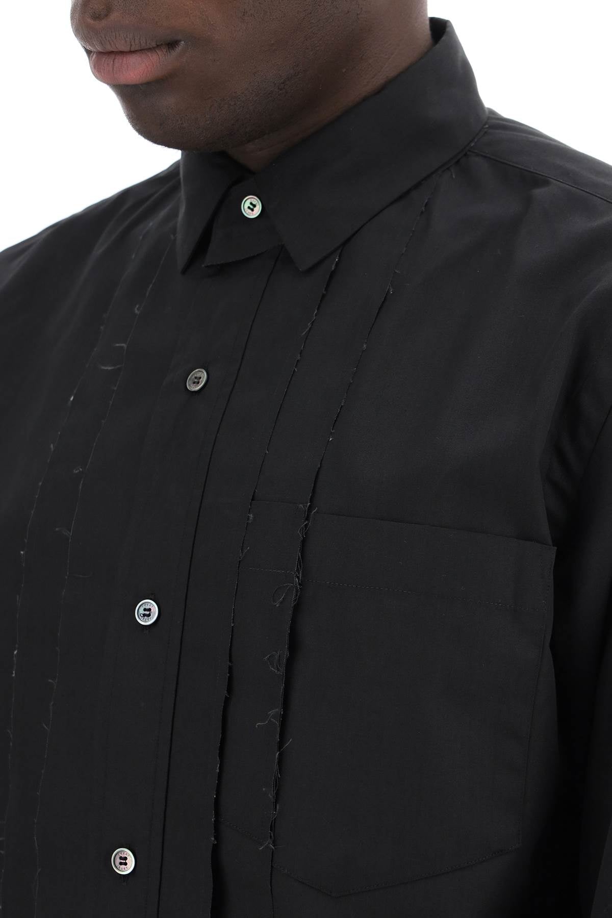 Sacai layered poplin effect shirt with image 3