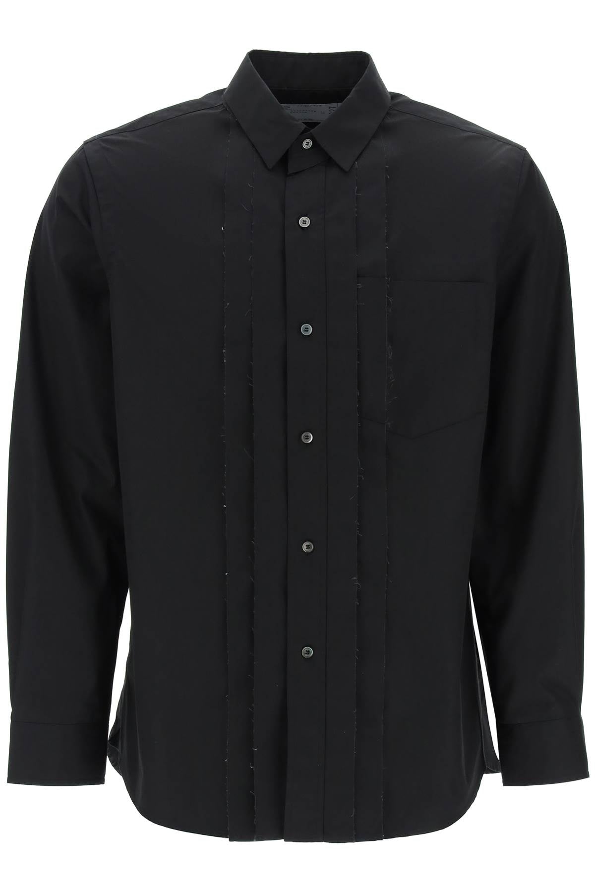 Sacai layered poplin effect shirt with image 0