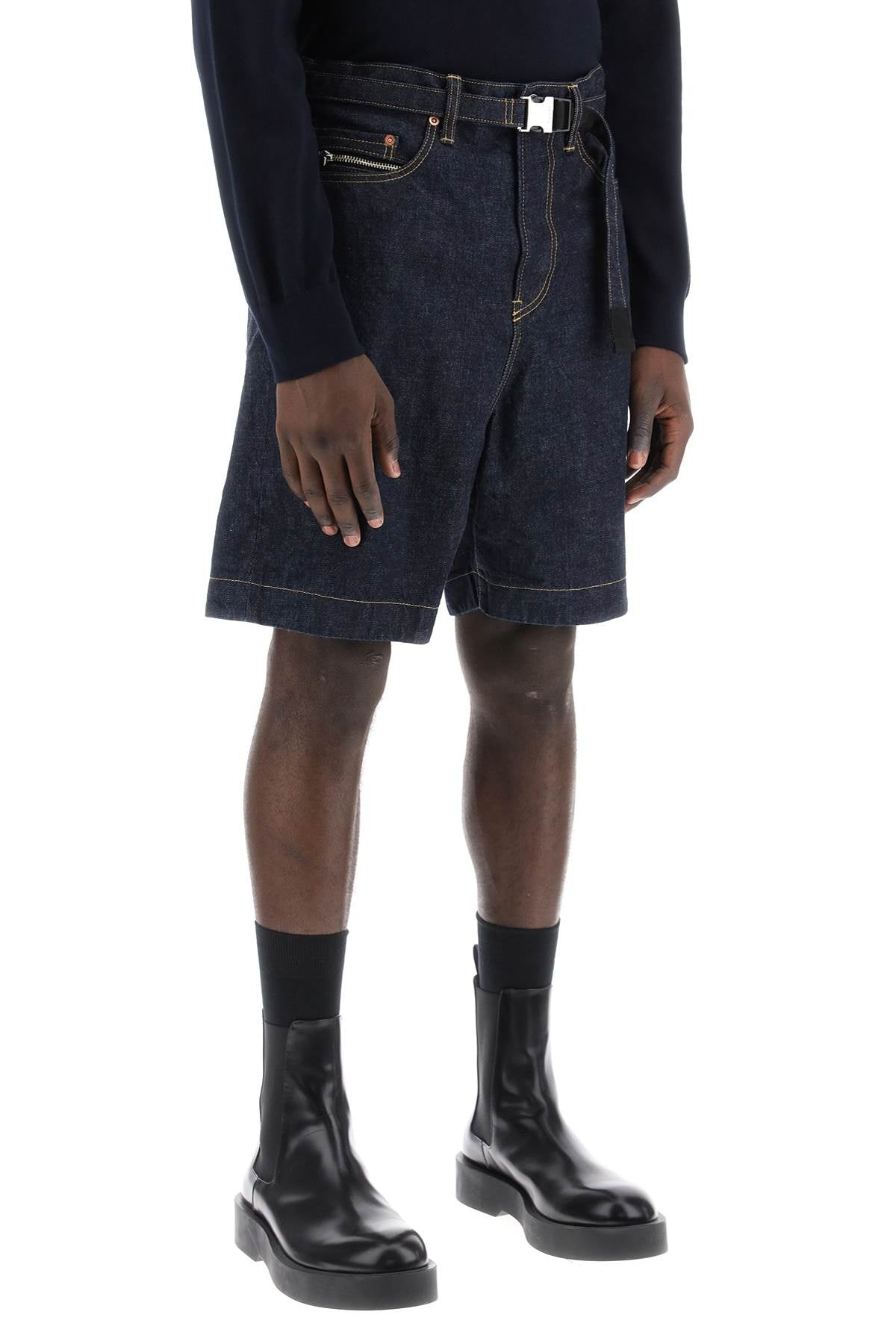 Sacai Denim Bermuda Shorts with Removable Belt image 1