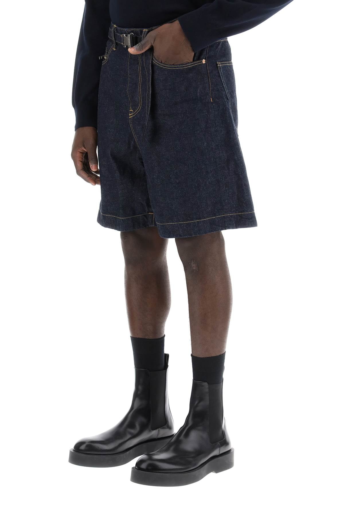 Sacai Denim Bermuda Shorts with Removable Belt image 3