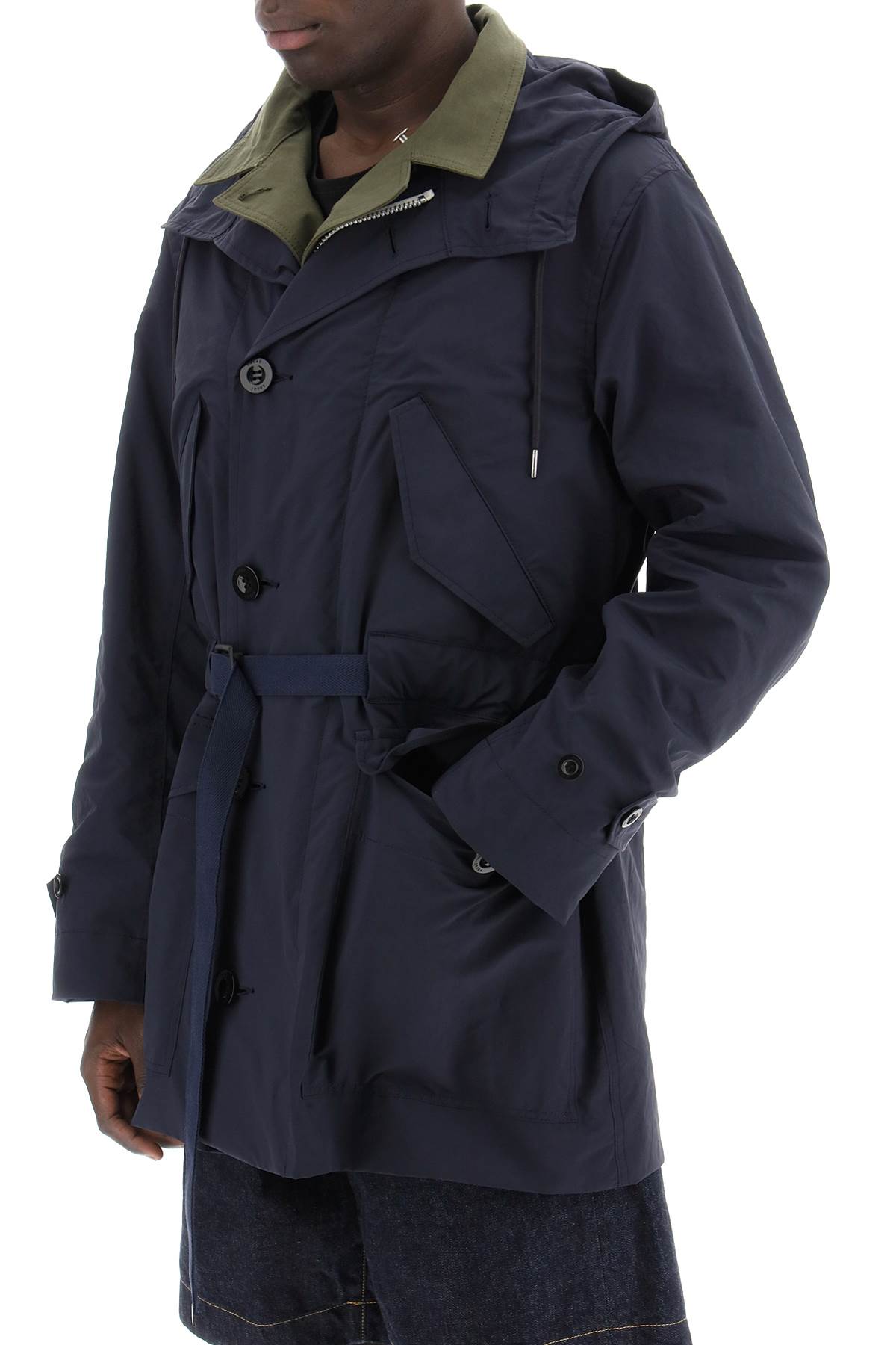 Sacai reversible cotton blend overcoat with image 3