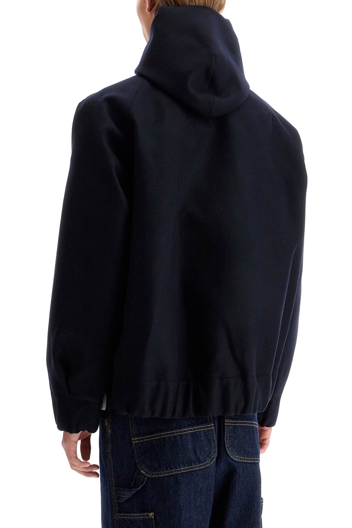 Sacai Bicolor Zip-Up Hoodie with Drawstring Hood image 2