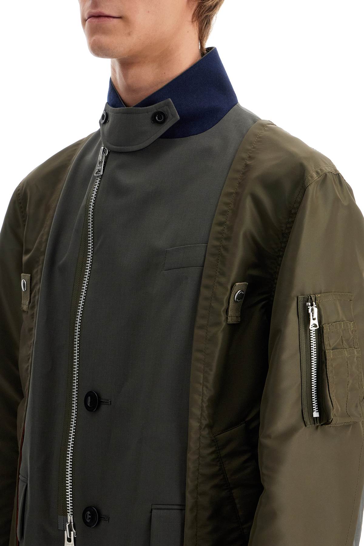 Sacai hybrid nylon and wool blend jacket. image 3