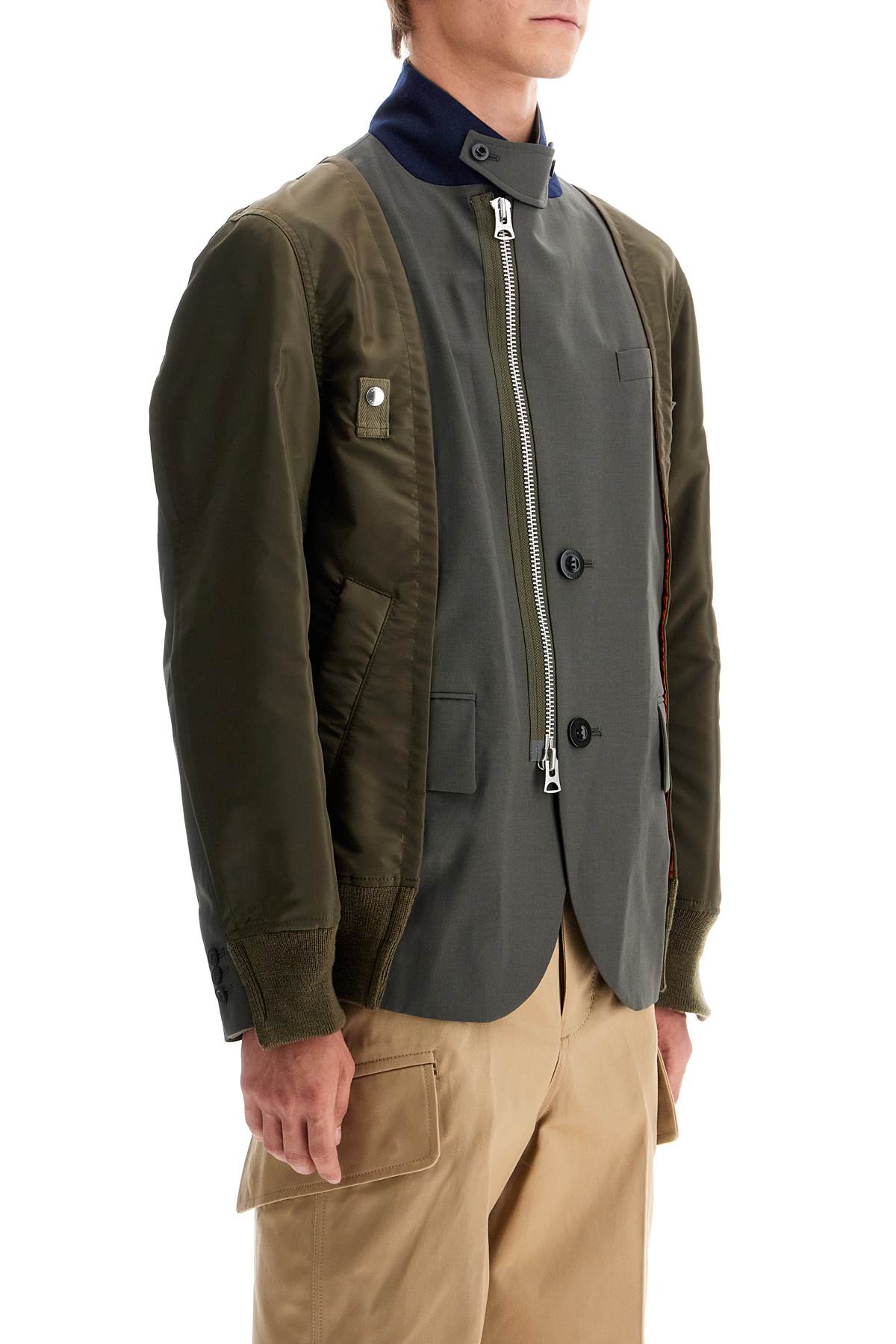 Sacai hybrid nylon and wool blend jacket. image 1