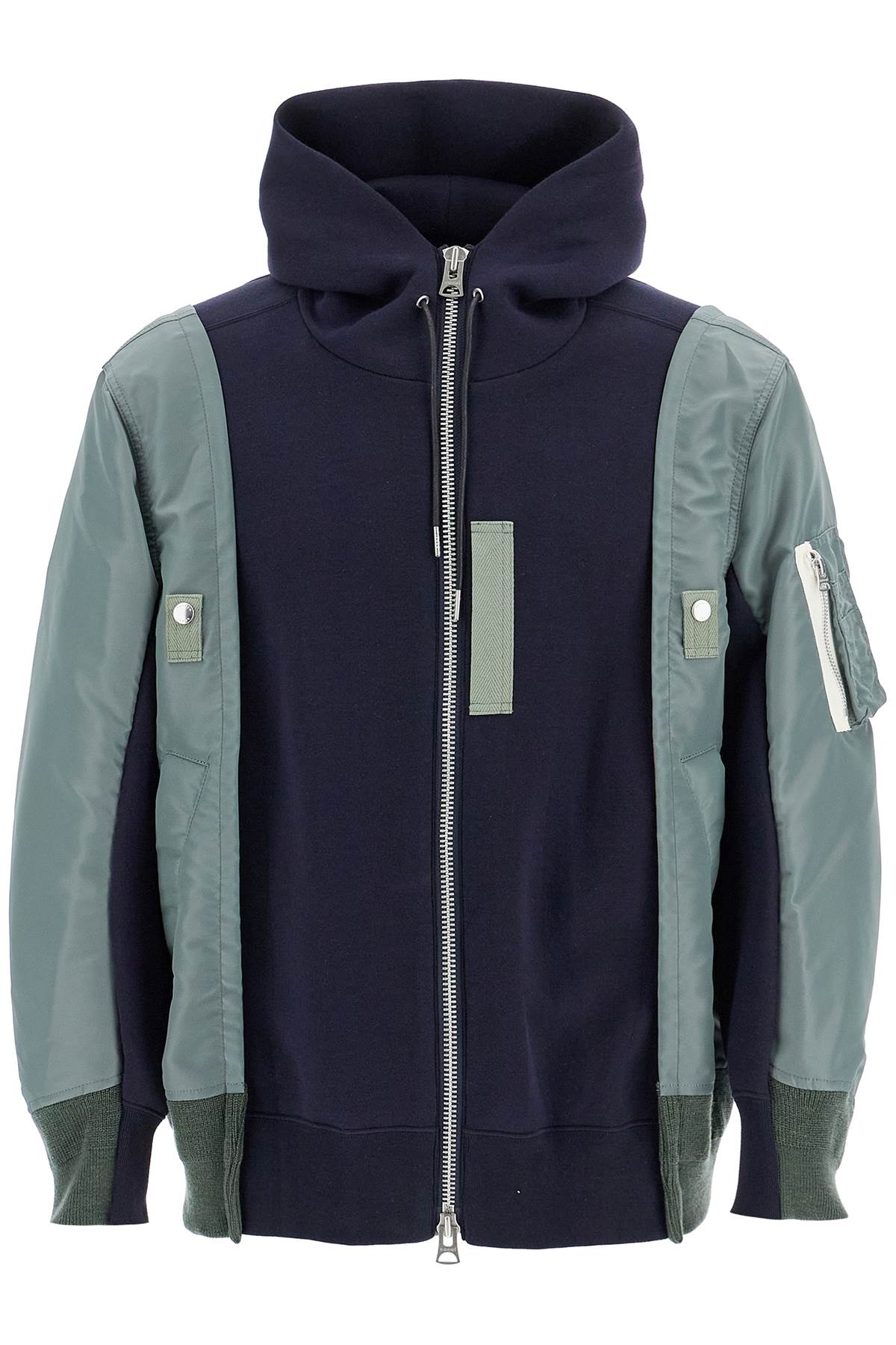 Sacai hybrid sweatshirt with zip and hood image 0