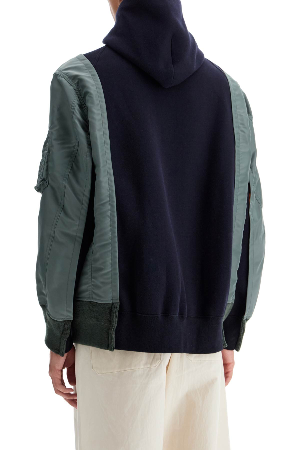 Sacai hybrid sweatshirt with zip and hood image 2