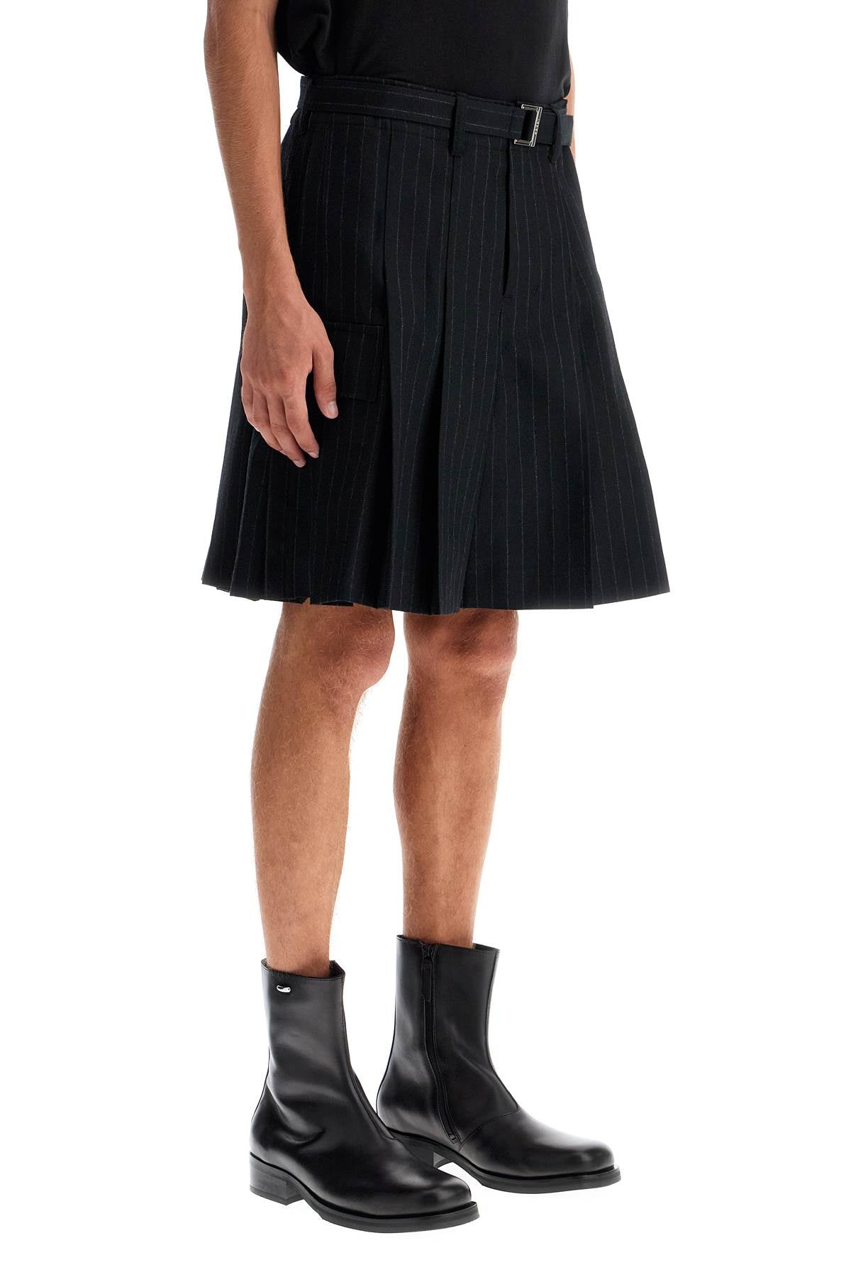 Sacai striped pleated bermuda shorts image 1