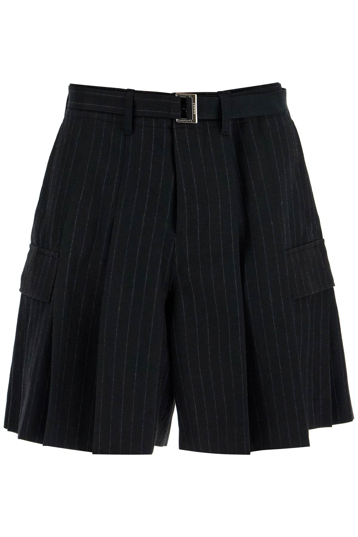 Sacai striped pleated bermuda shorts image 0