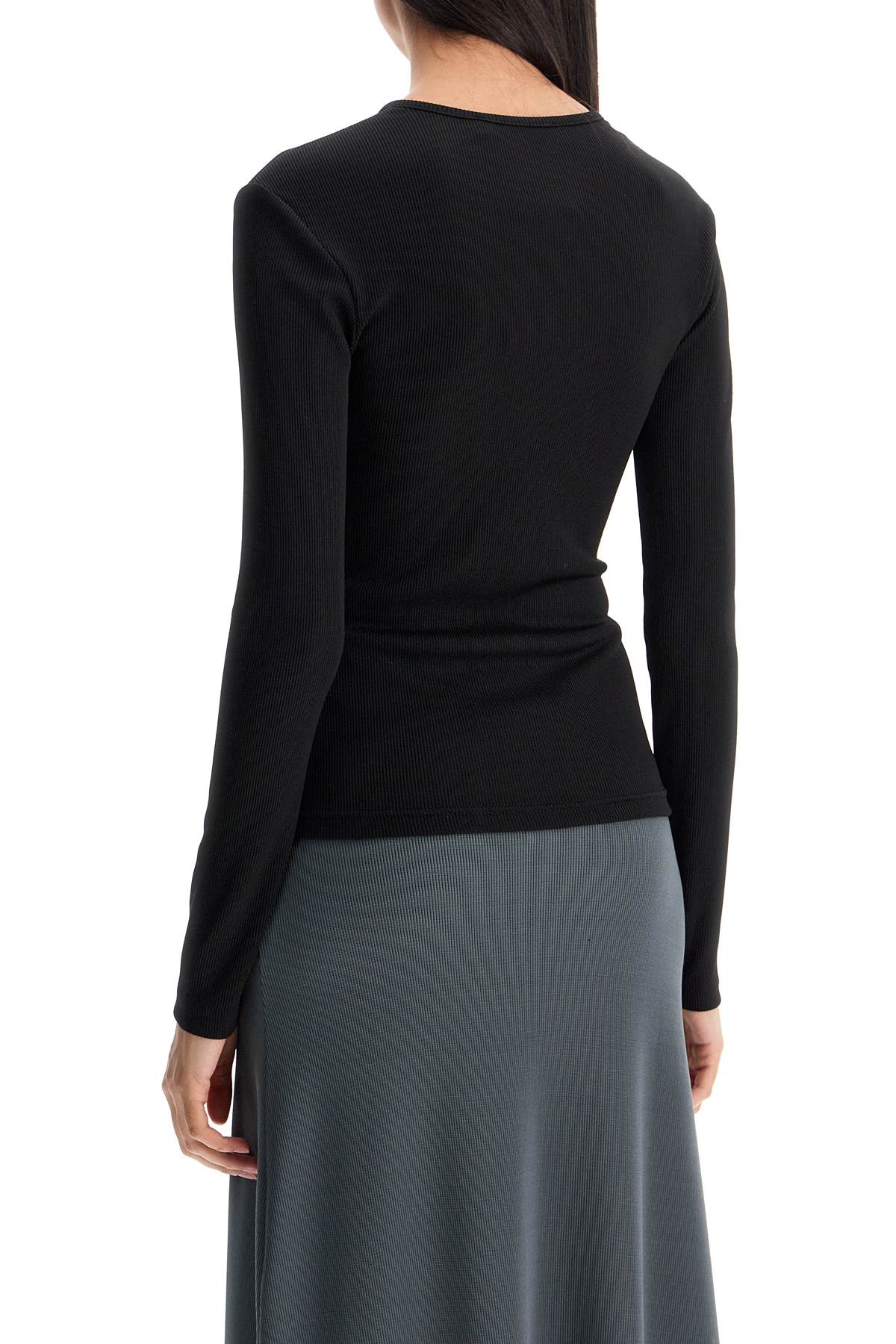 Christopher Esber Long-Sleeve Ribbed Knit Top with Stone Detail image 2