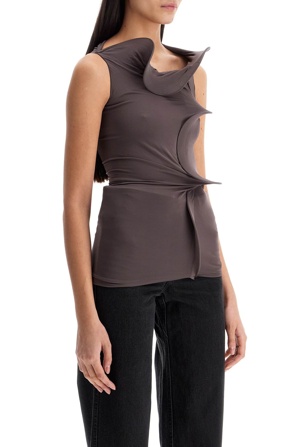 Christopher Esber smoke gray viscose tank top with wide neckline image 1