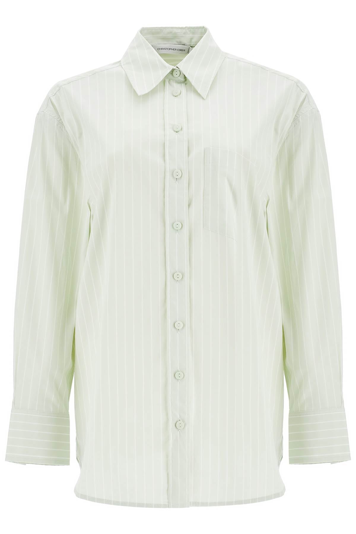 Christopher Esber mint green cotton shirt with white stripes image 0