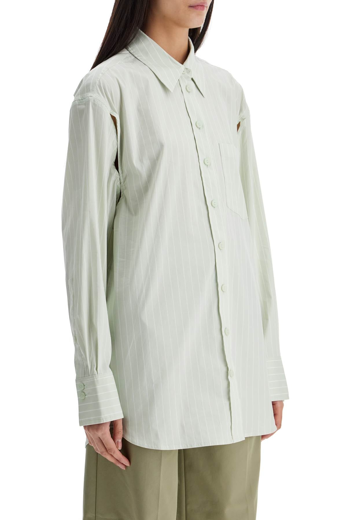 Christopher Esber mint green cotton shirt with white stripes image 1