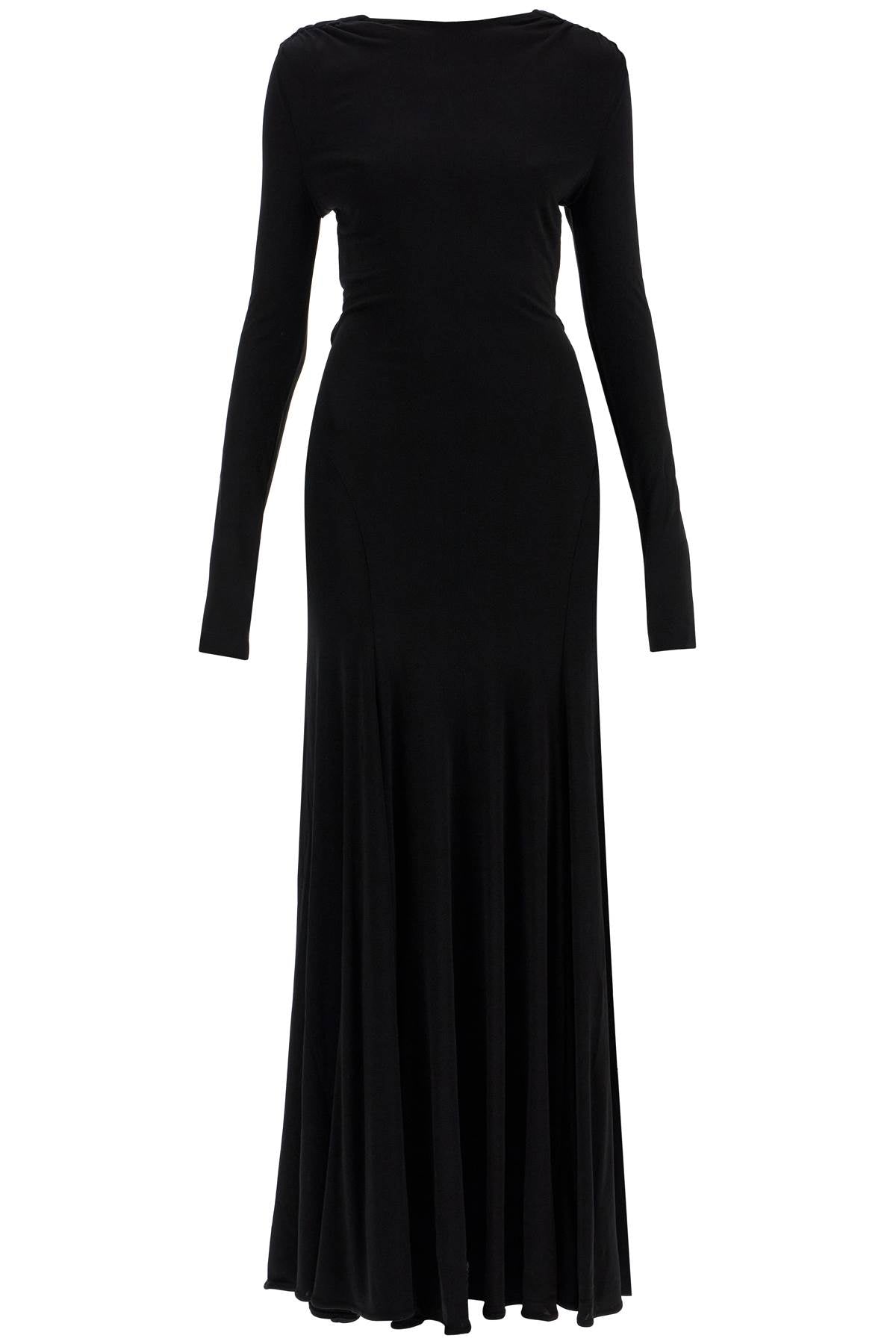 Christopher Esber long black viscose maxi dress with copper and stone decoration image 0