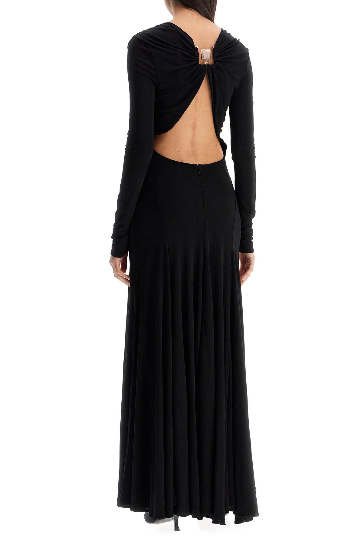 Christopher Esber long black viscose maxi dress with copper and stone decoration image 2