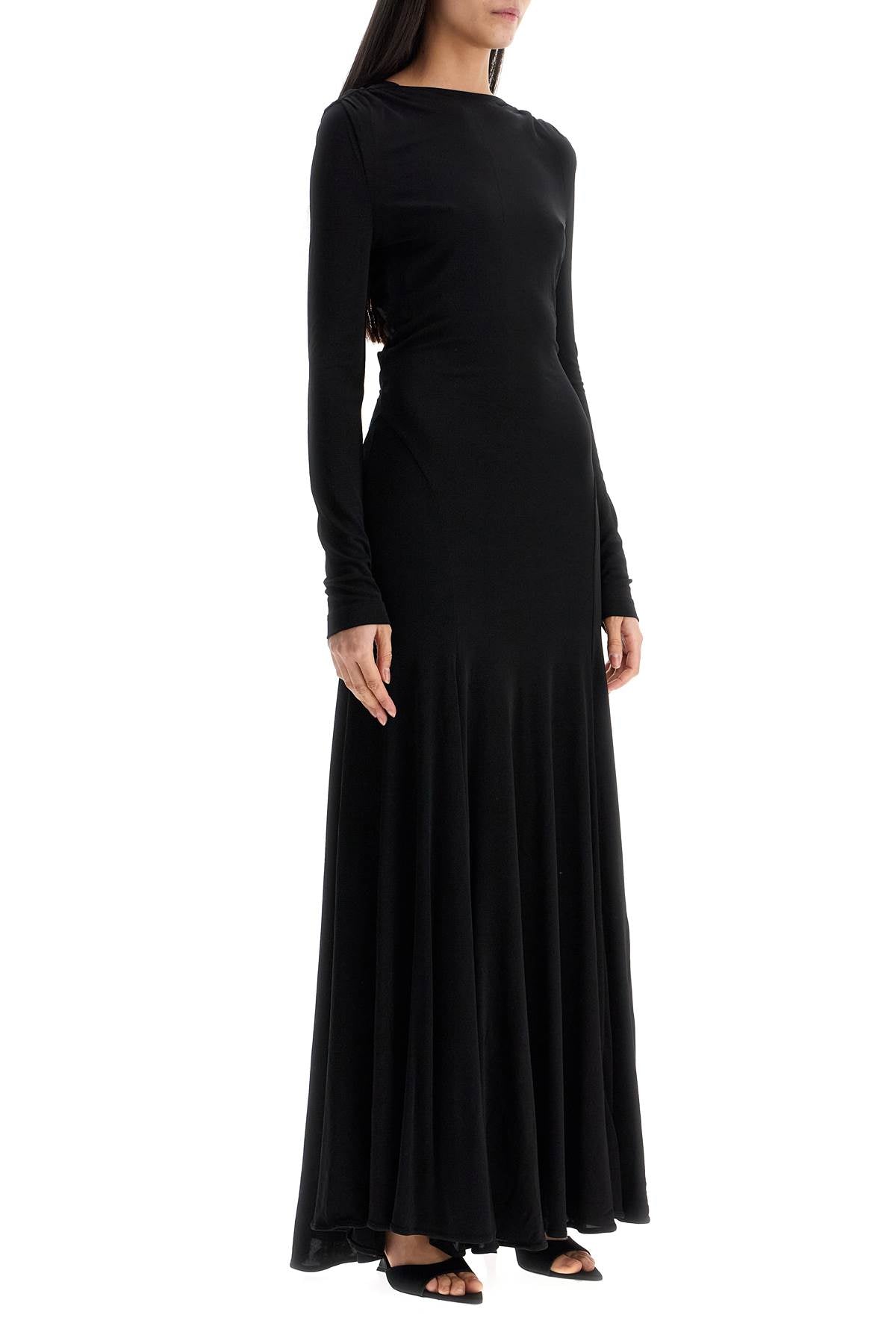 Christopher Esber long black viscose maxi dress with copper and stone decoration image 1