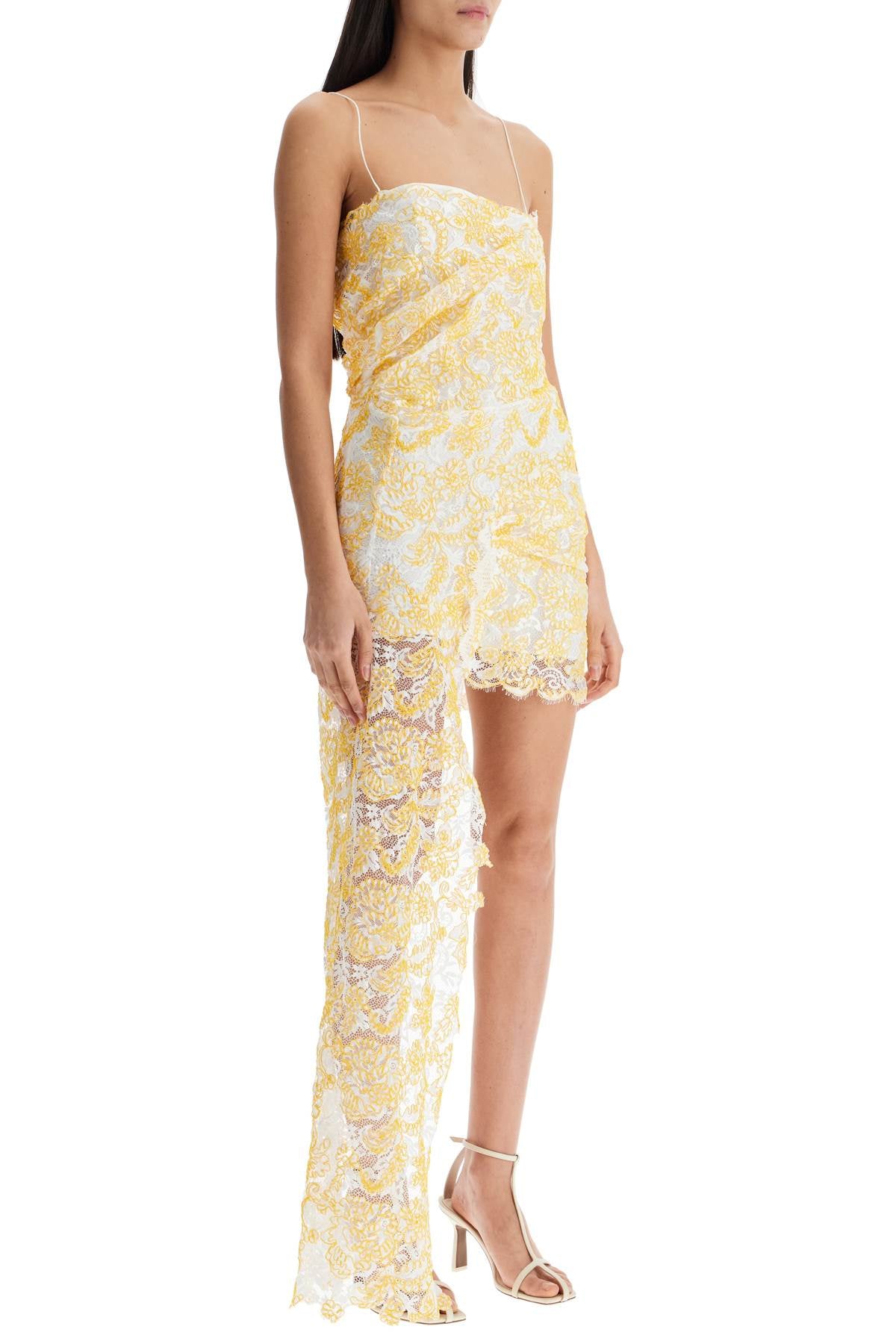 Christopher Esber mini dress in yellow floral lace with adjustable straps image 1