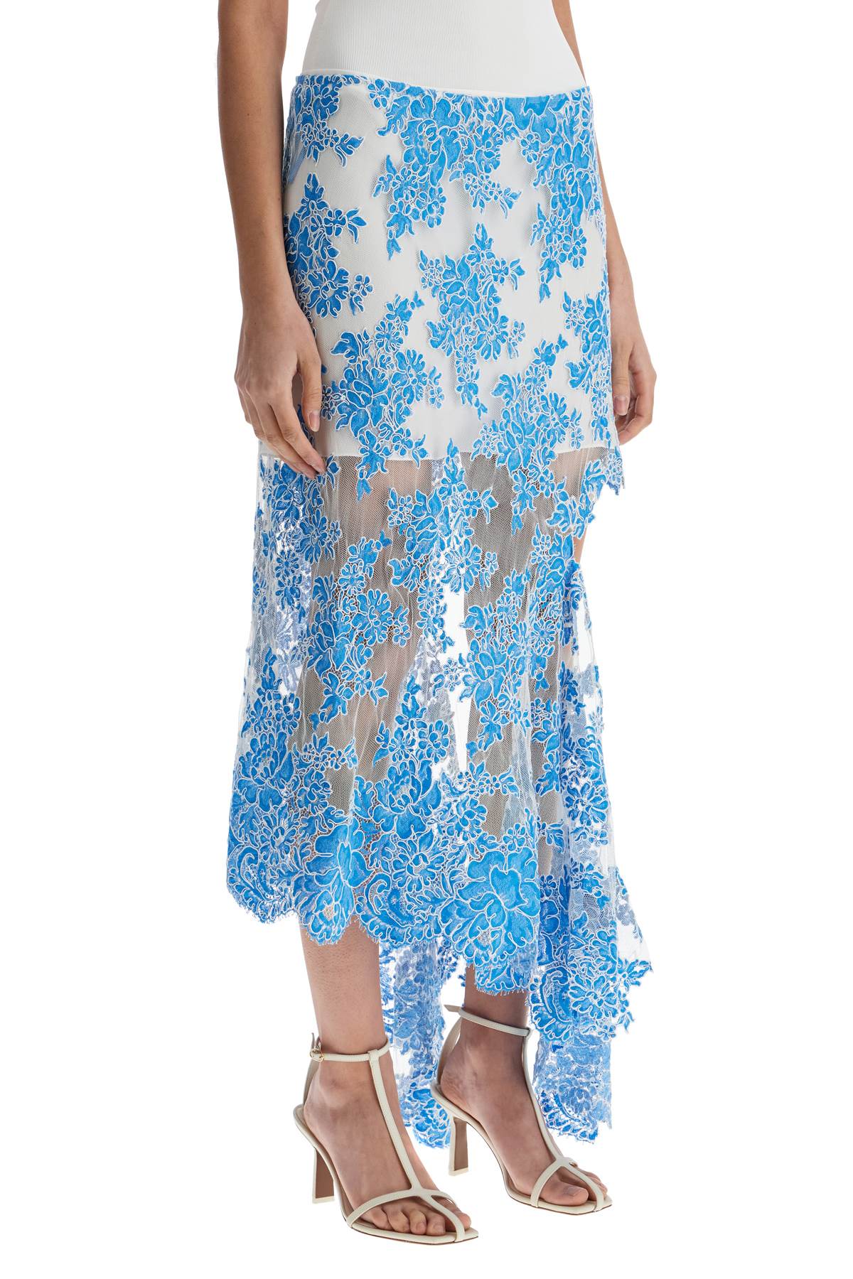 Christopher Esber asymmetrical blue floral cotton lace skirt image 1