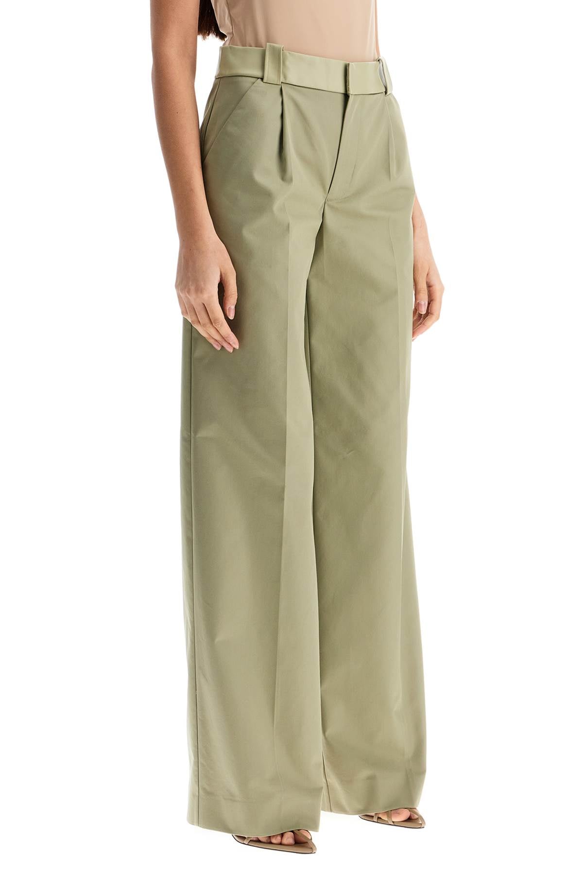 Christopher Esber wide leg green linseed cotton trousers image 1