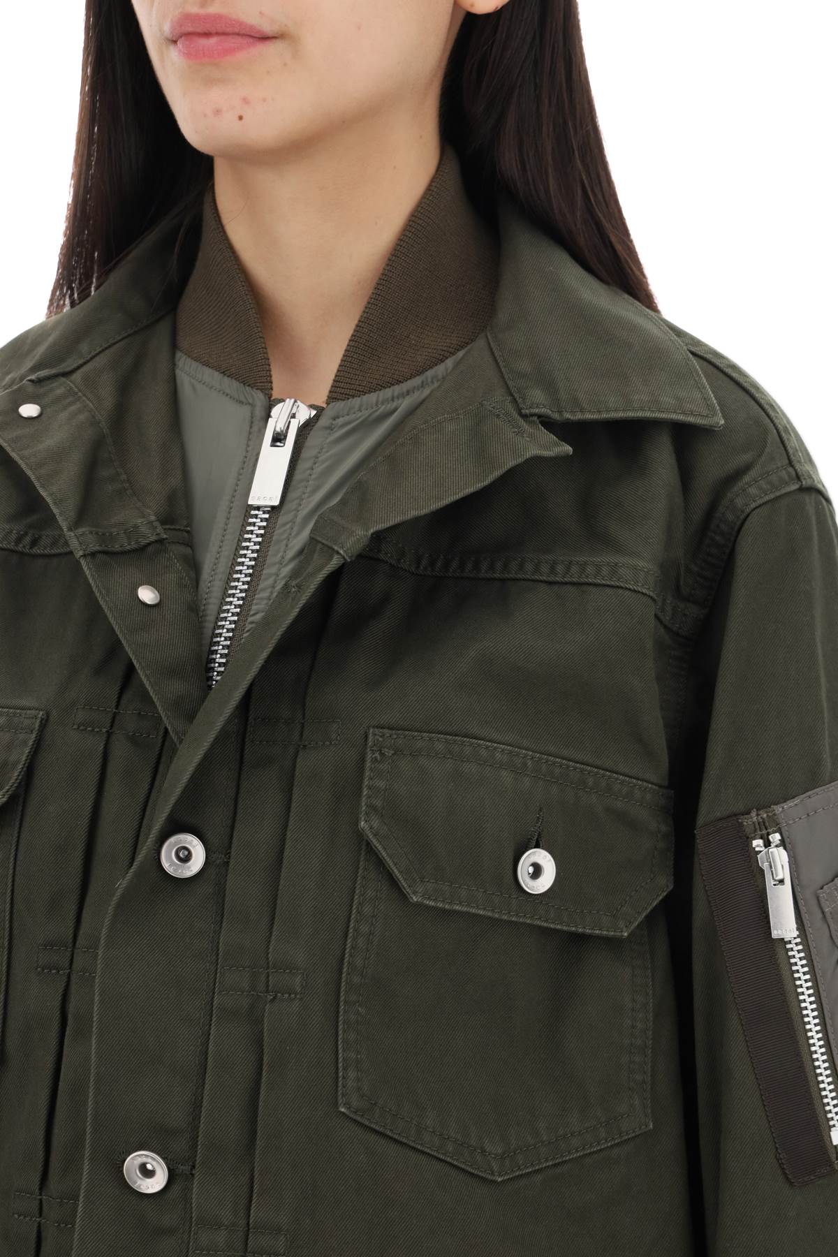 Sacai Layered Denim Jacket: Boxy Fit, Bomber Liner image 3